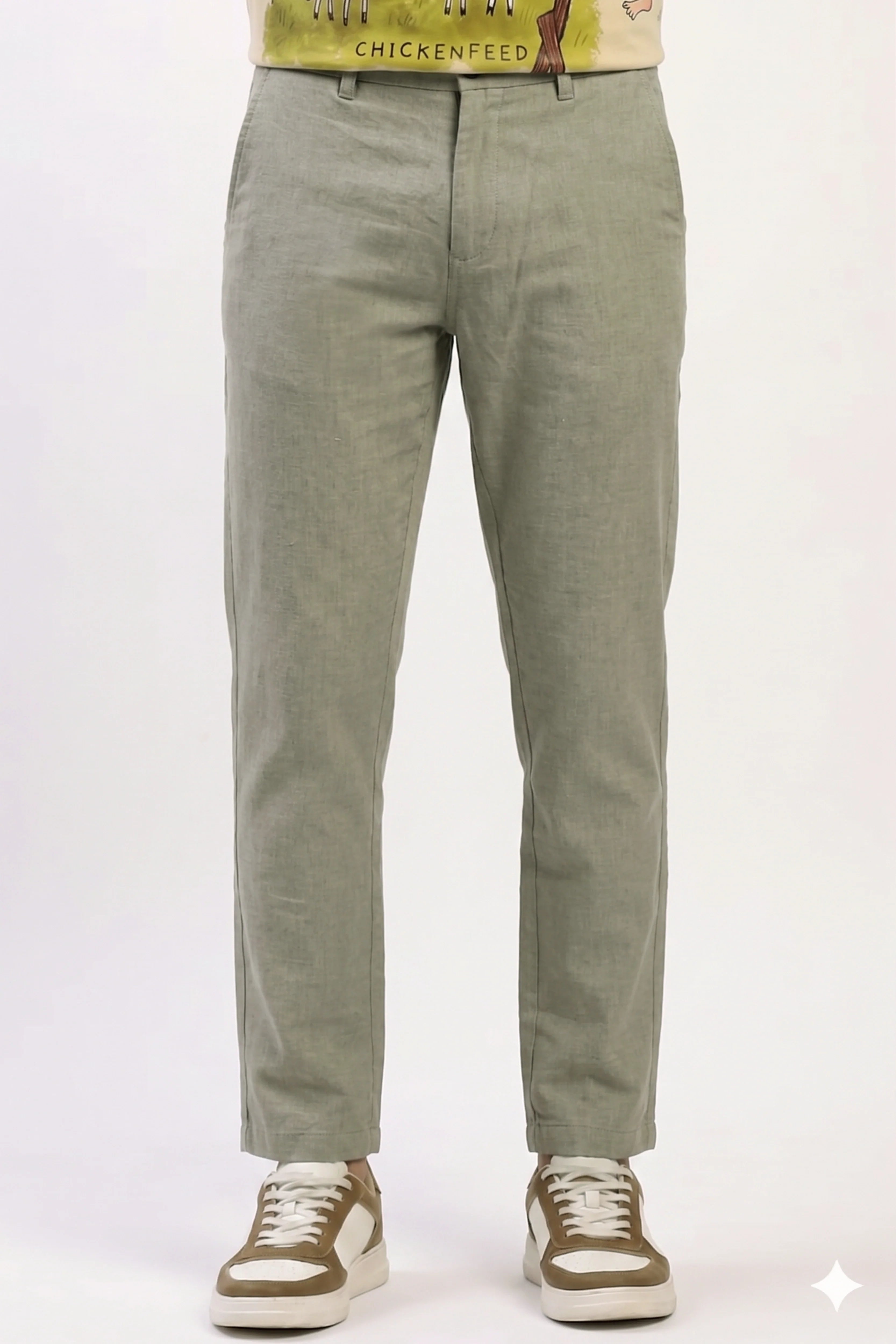 Pista Green Cotton Trousers-Global Republic