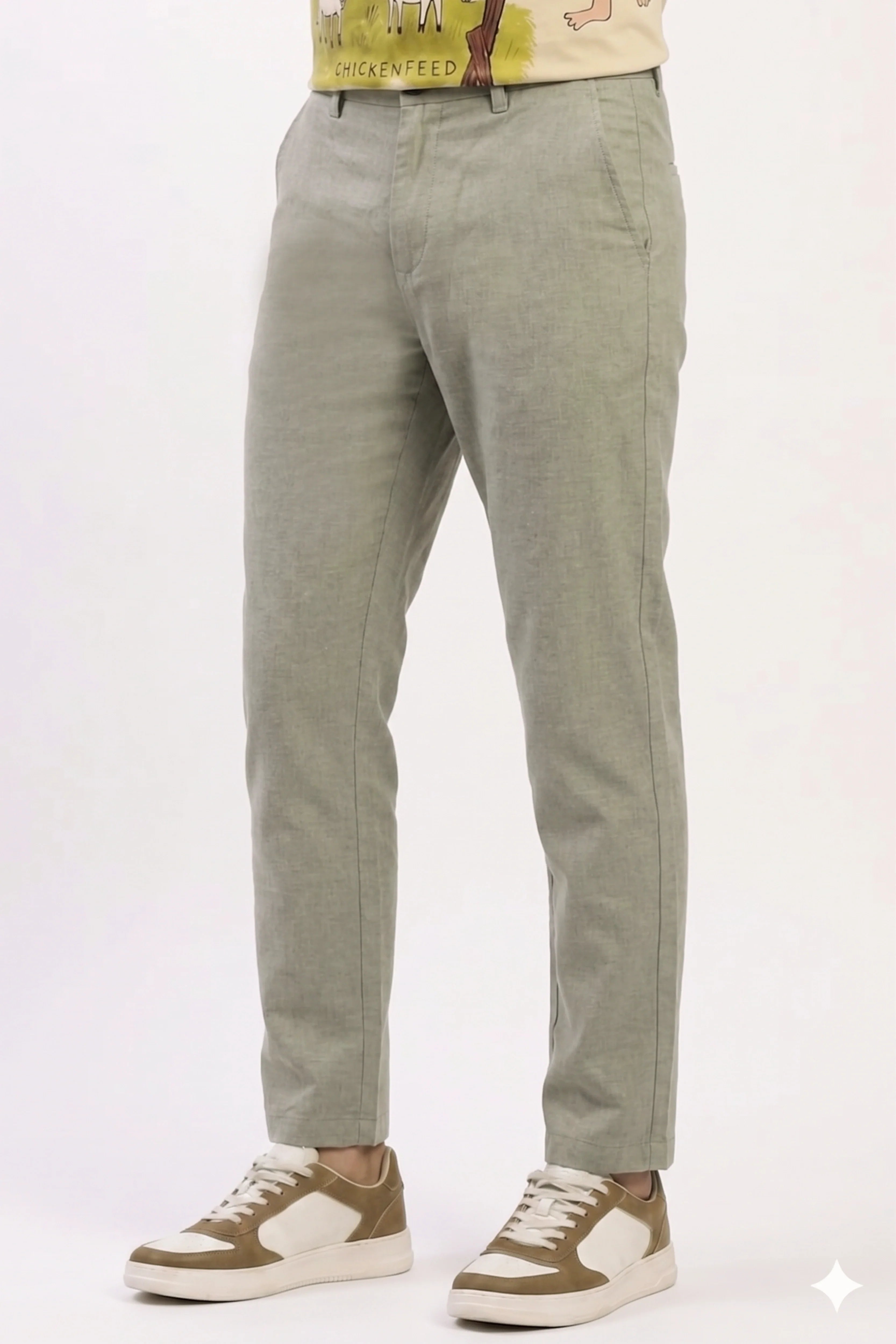 Pista Green Cotton Trousers-Global Republic