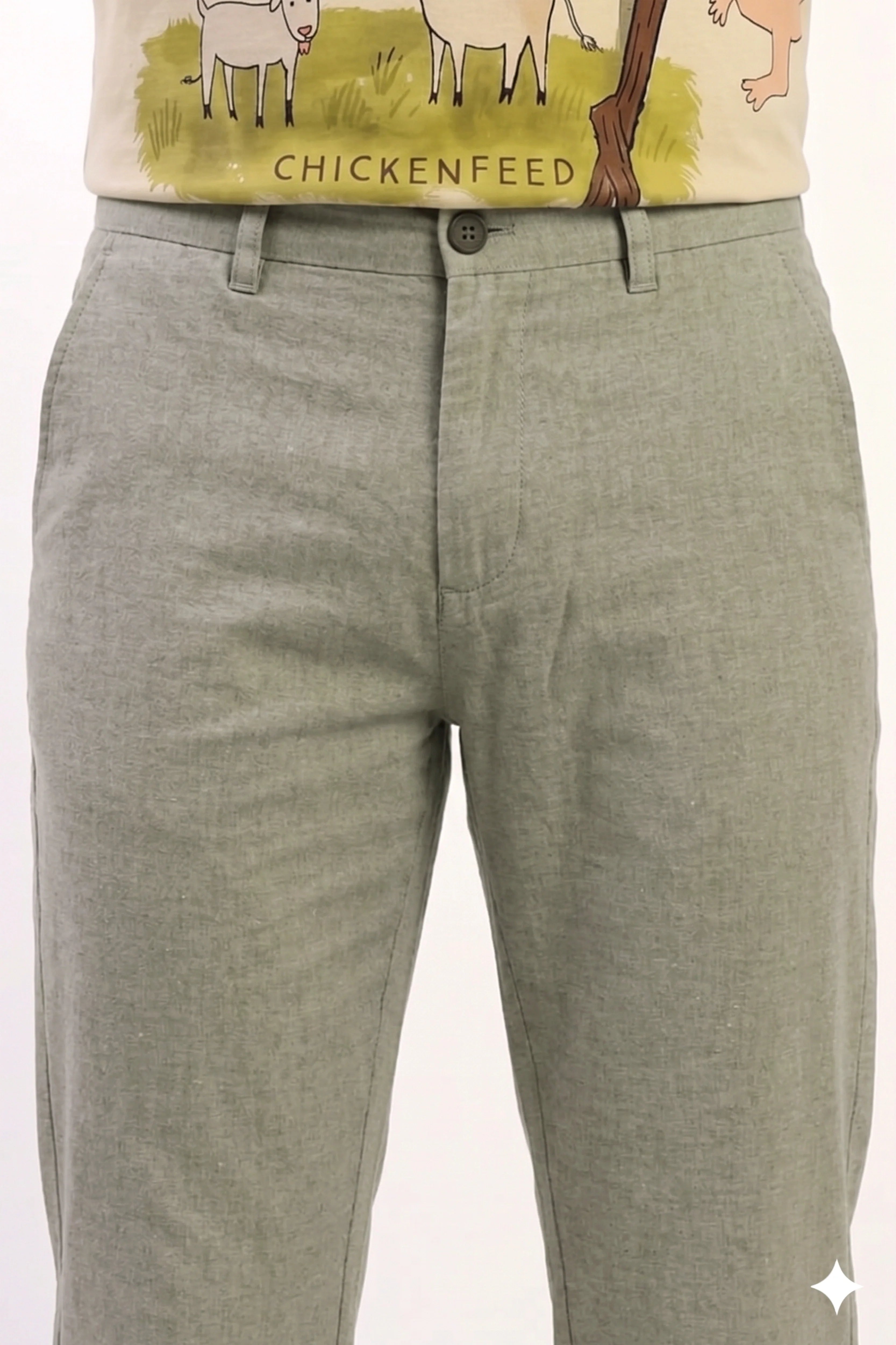 Pista Green Cotton Trousers-Global Republic