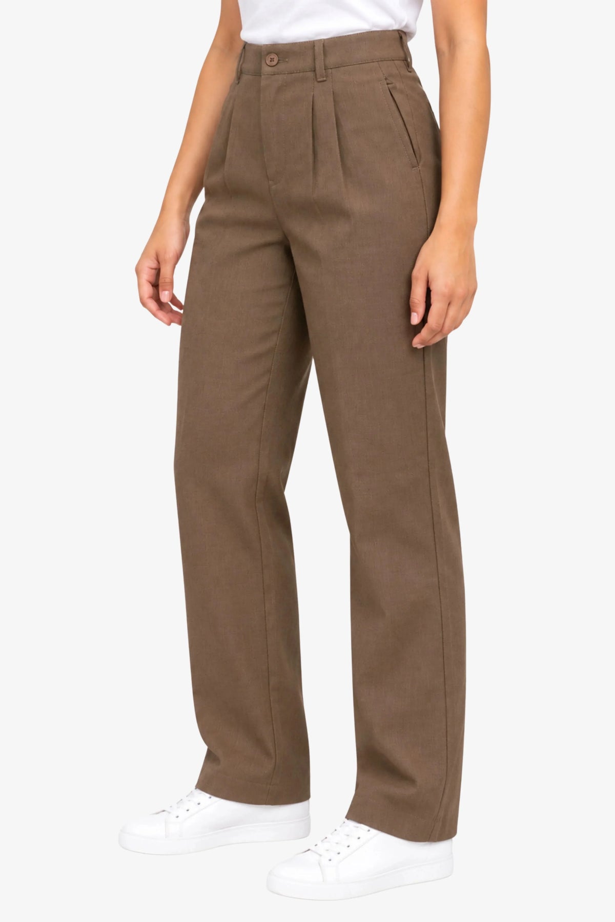 Brown Straight Fit Trousers-Global Republic