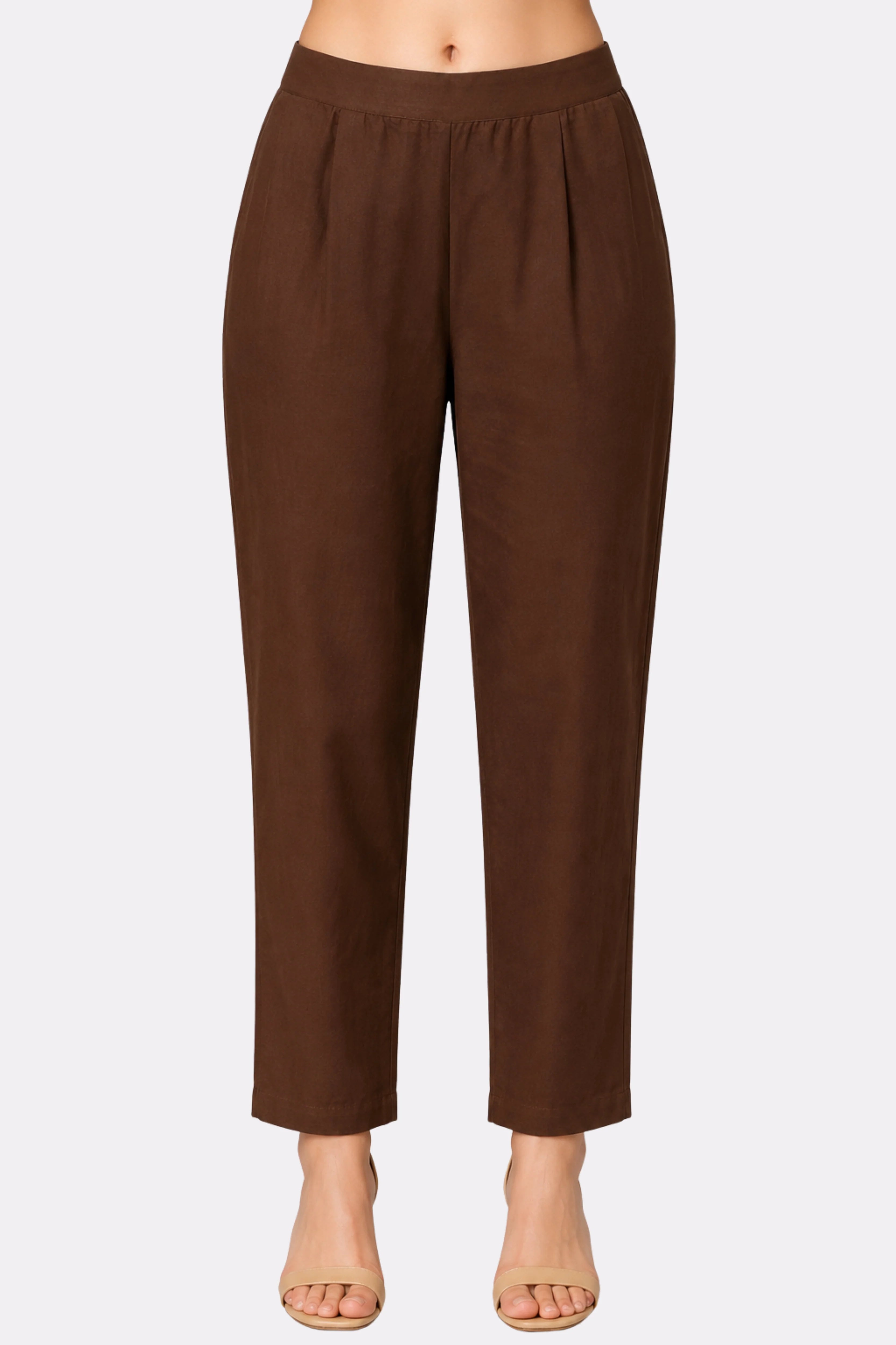 Brown Thread Embroidered Cotton Suit Set-Global Republic