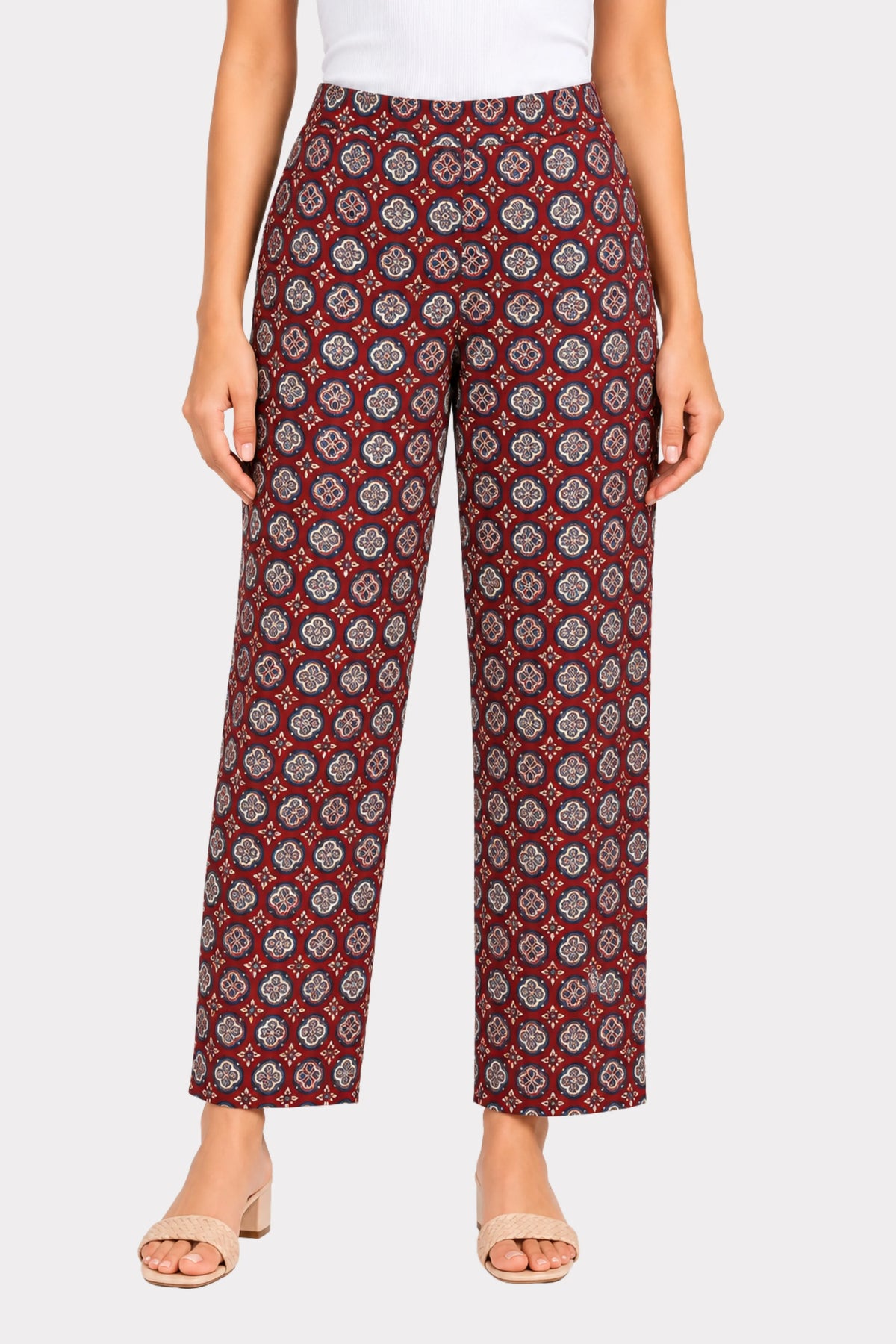 Maroon Ethnic Printed Cotton Suit Set-Global Republic