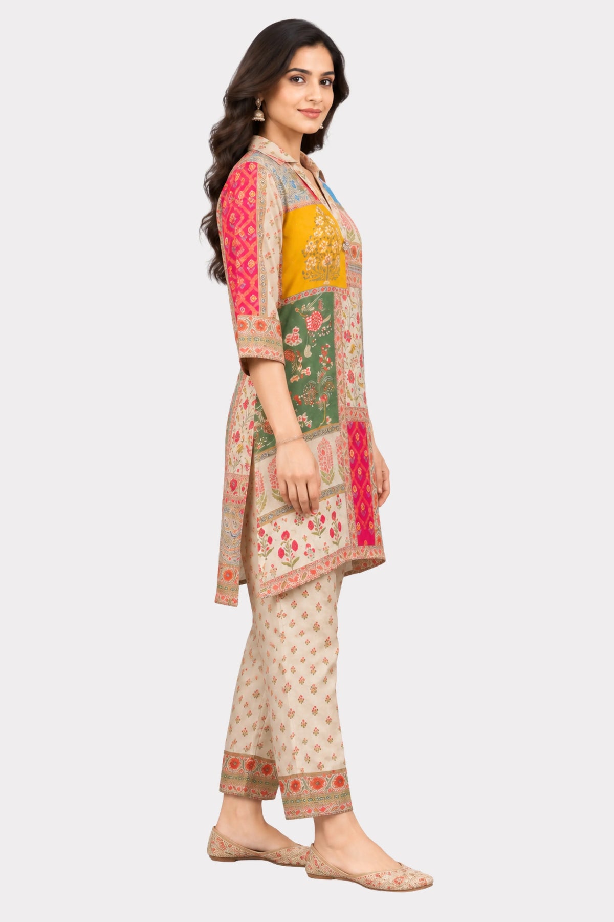 Multicolor Floral Printed Modal Crepe Co-ord Set-Global Republic