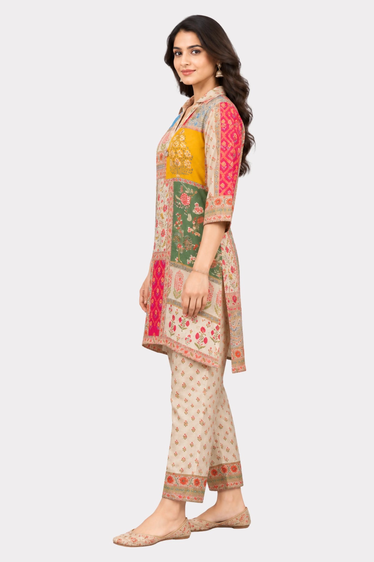 Multicolor Floral Printed Modal Crepe Co-ord Set-Global Republic