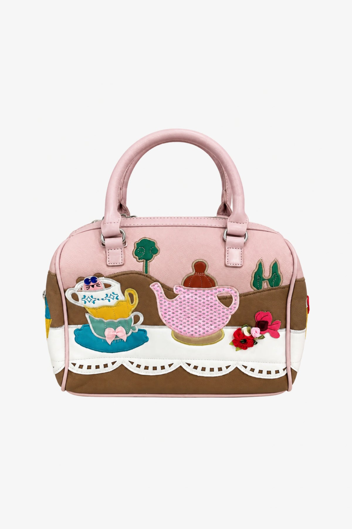 Pink Quirky Patchwork Bucket Handbag-Global Republic