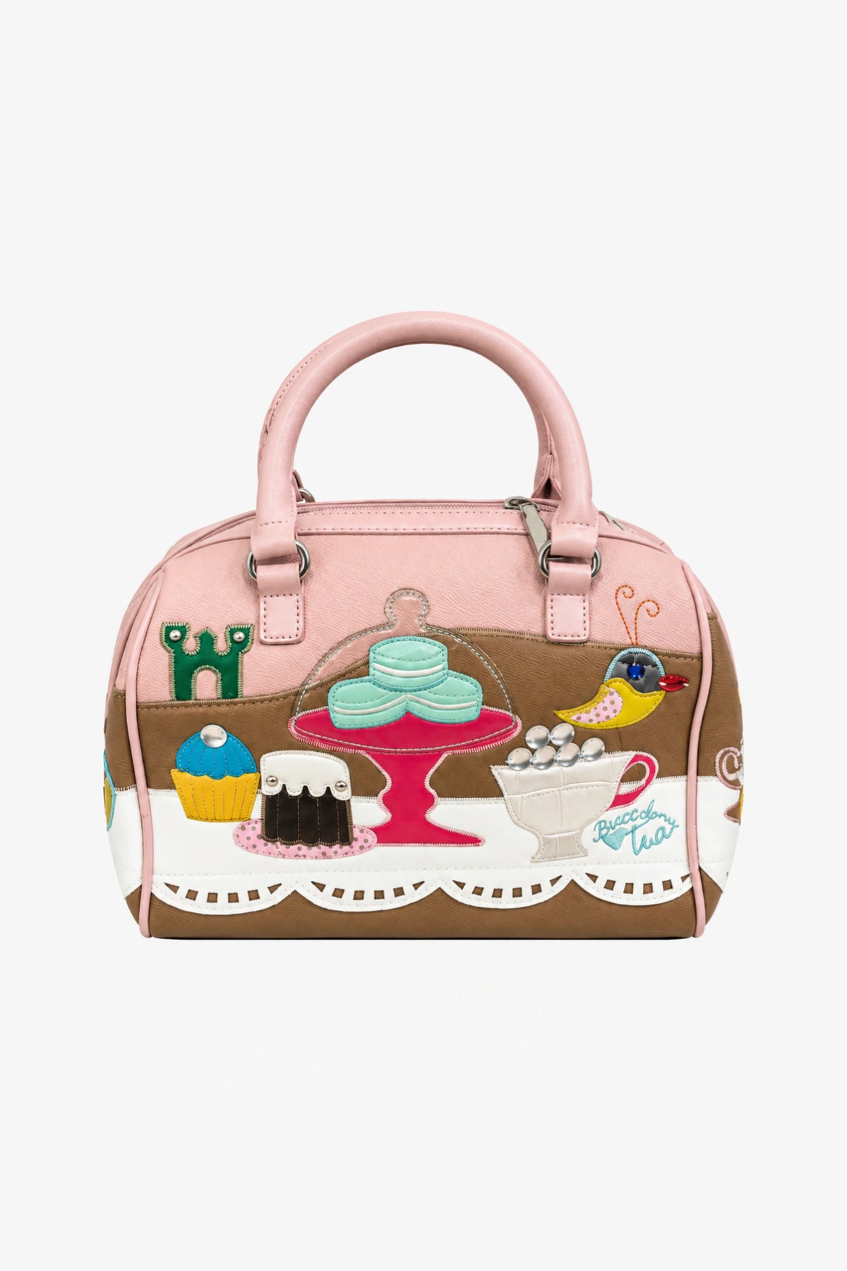 Pink Quirky Patchwork Bucket Handbag-Global Republic