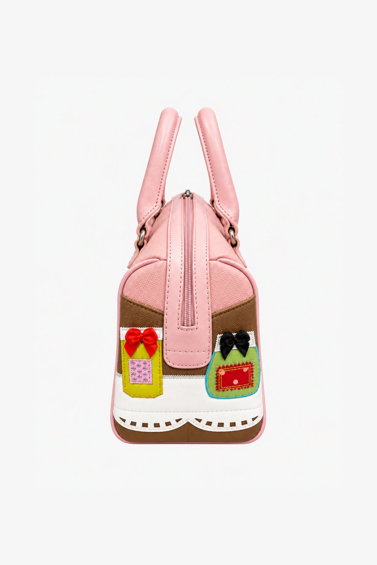 Pink Quirky Patchwork Bucket Handbag-Global Republic