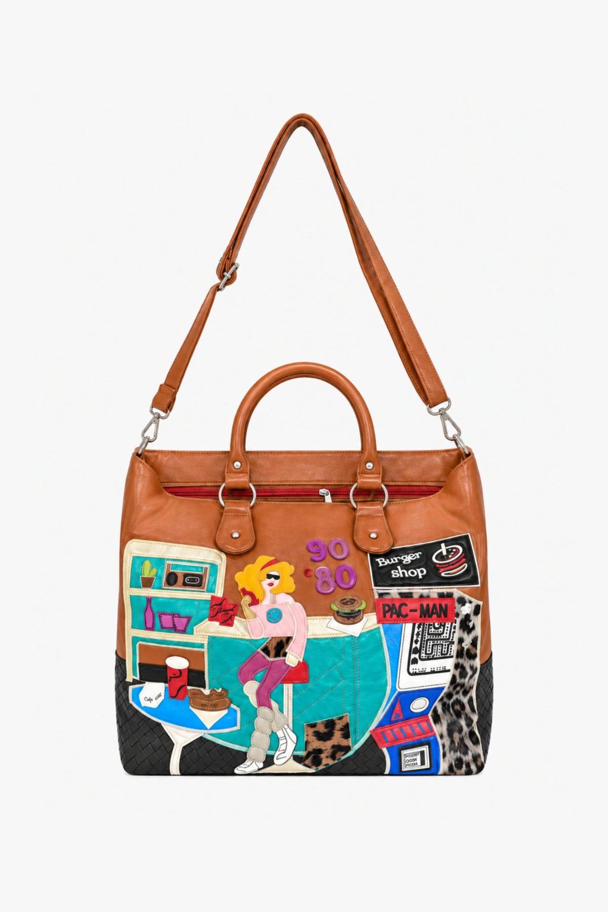 Brown Quirky Patchwork Handbag-Global Republic
