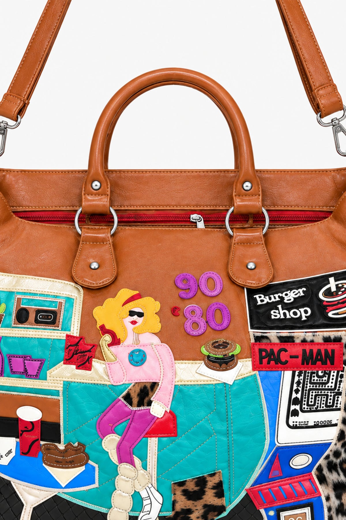 Brown Quirky Patchwork Handbag-Global Republic
