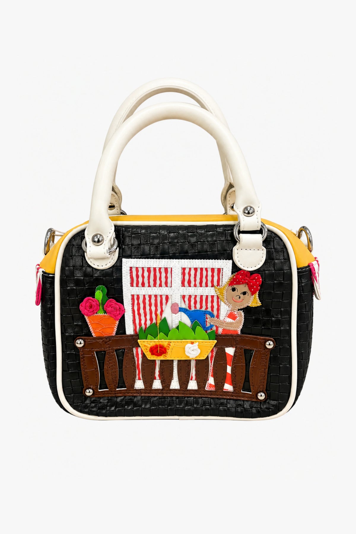 Black Quirky Patchwork Handbag-Global Republic