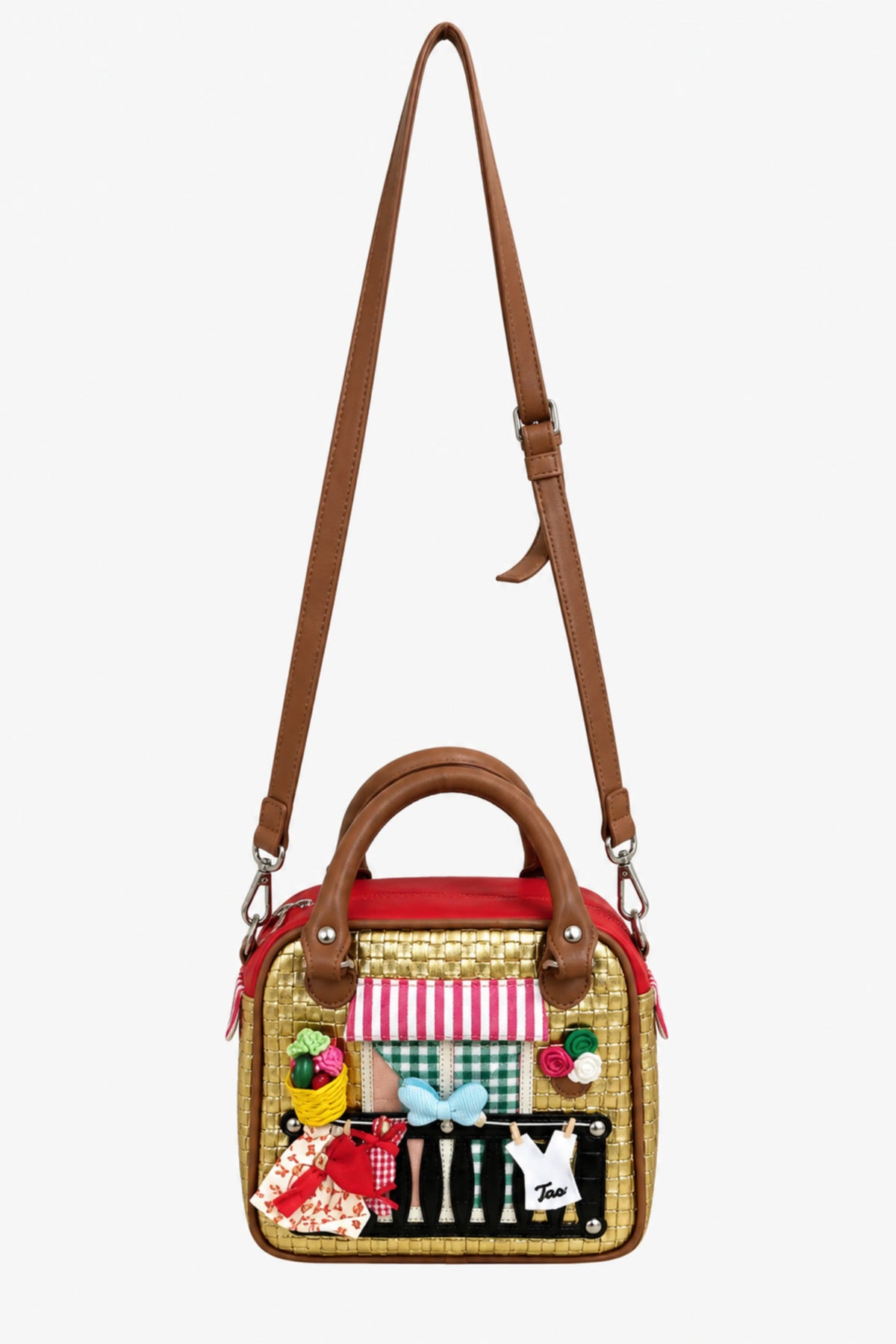 Golden Quirky Patchwork Handbag-Global Republic