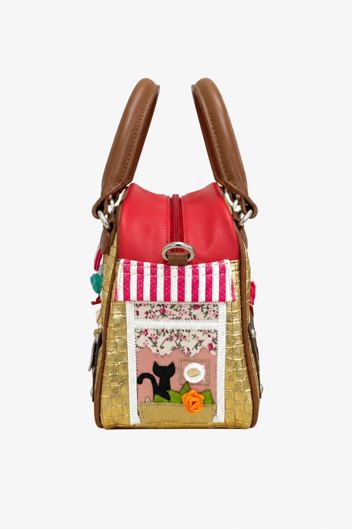 Golden Quirky Patchwork Handbag-Global Republic