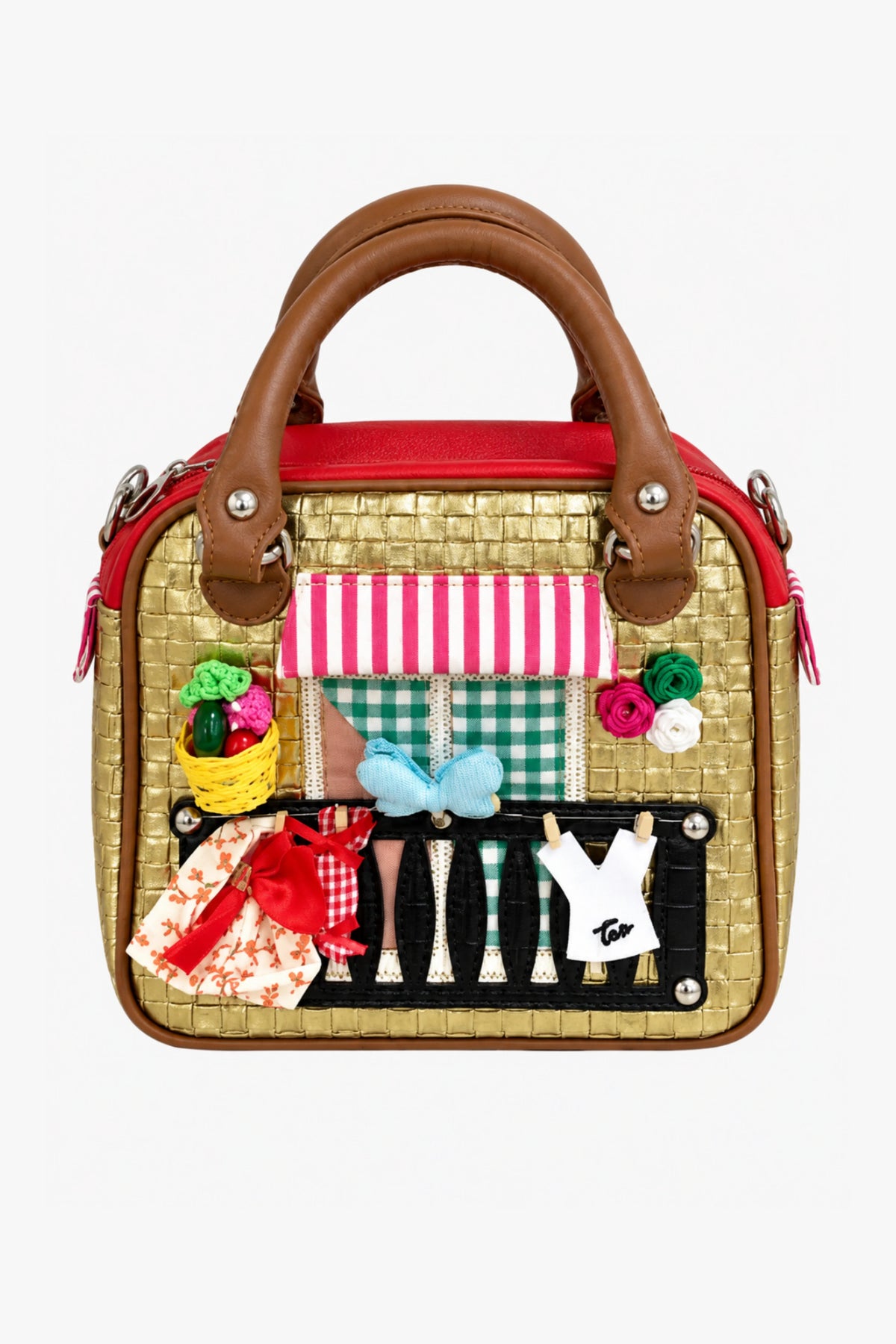 Golden Quirky Patchwork Handbag-Global Republic