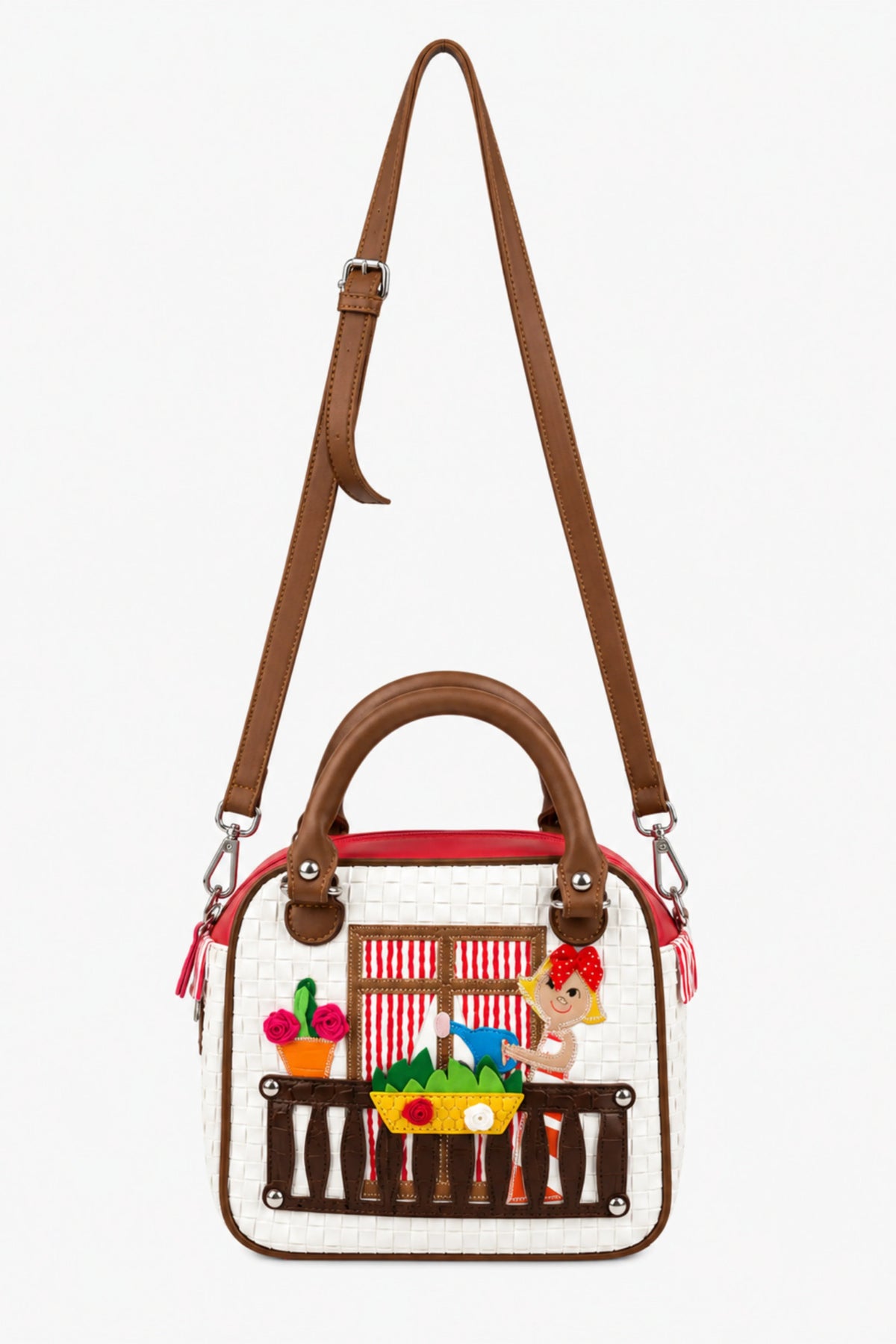 White Quirky Patchwork Handbag-Global Republic