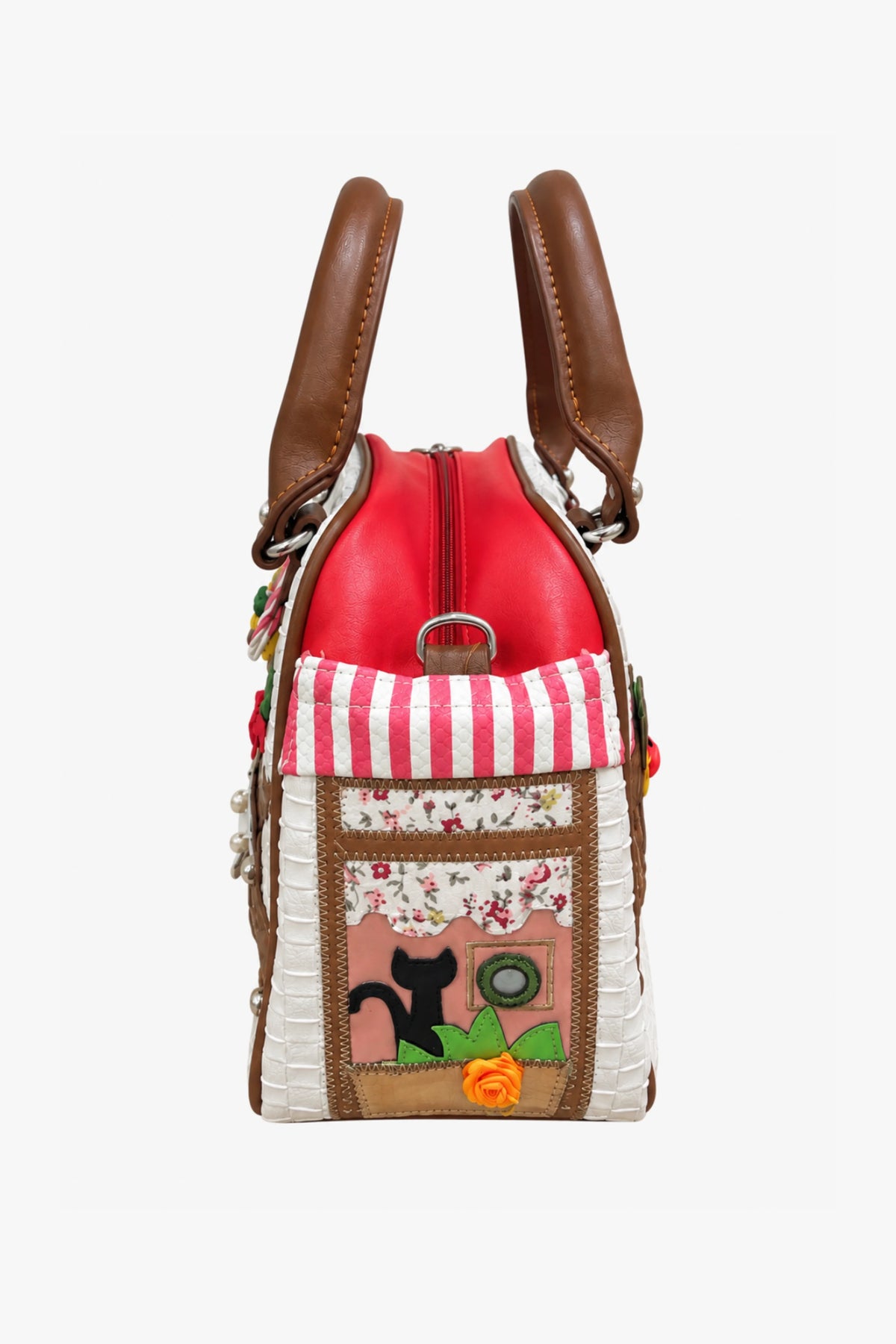 White Quirky Patchwork Handbag-Global Republic
