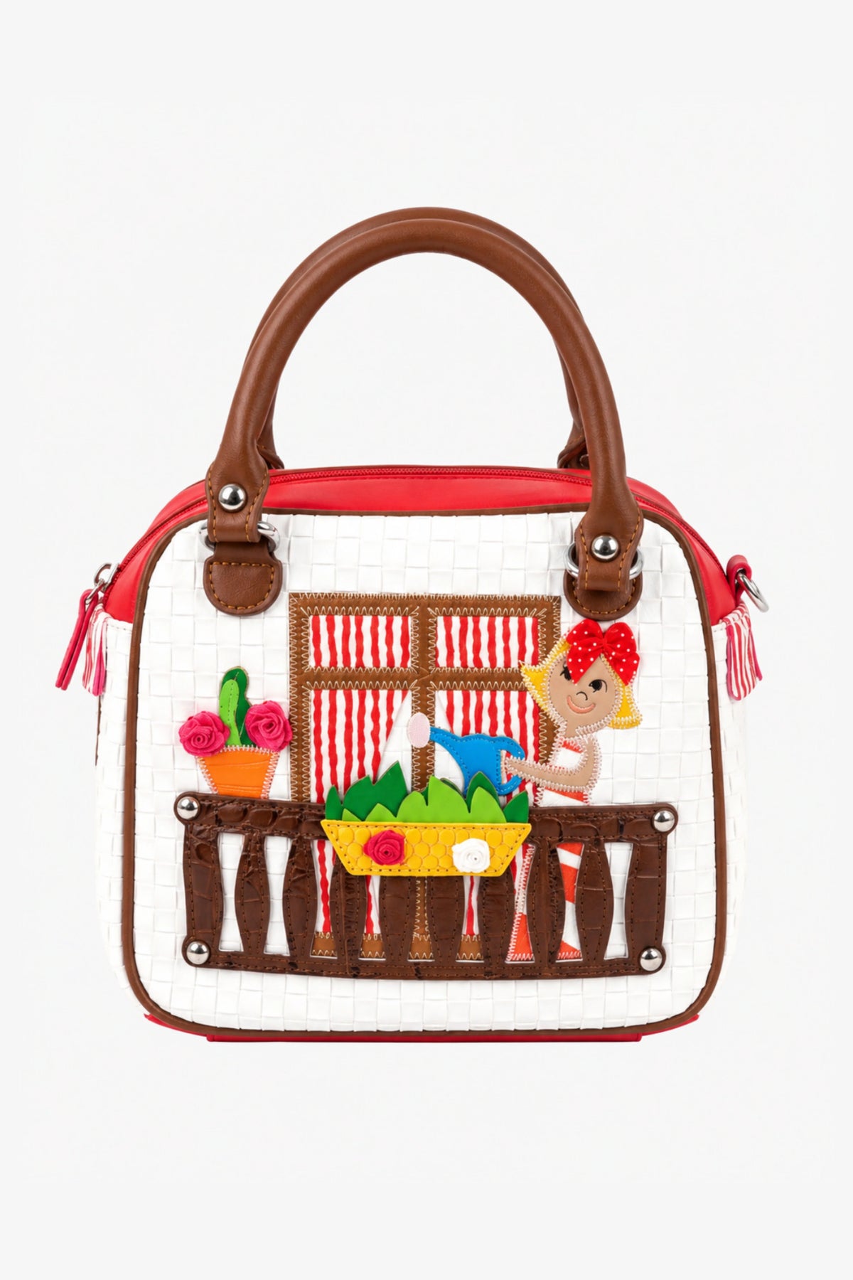 White Quirky Patchwork Handbag-Global Republic