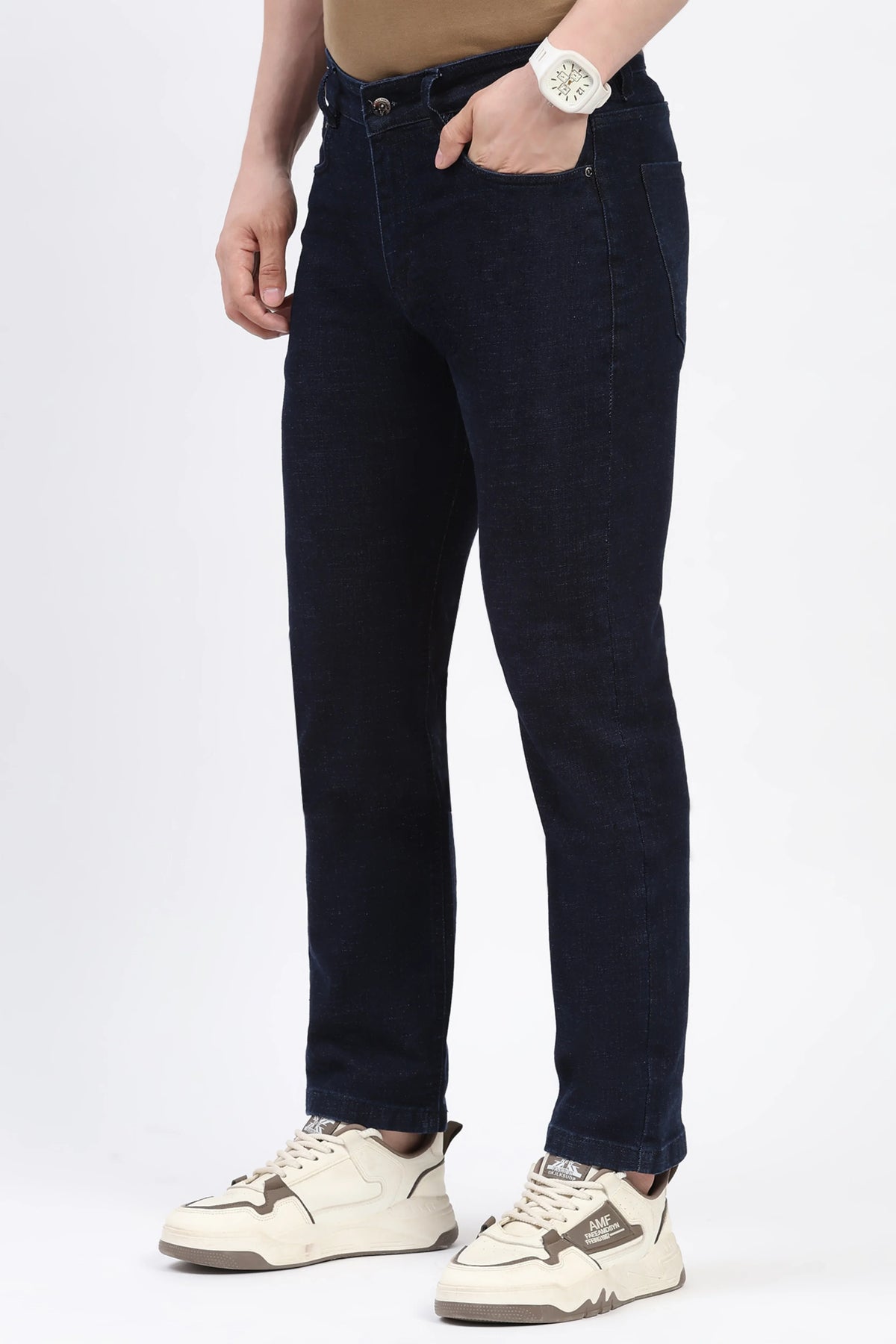 Ink Blue Straight-Fit Jeans-Global Republic