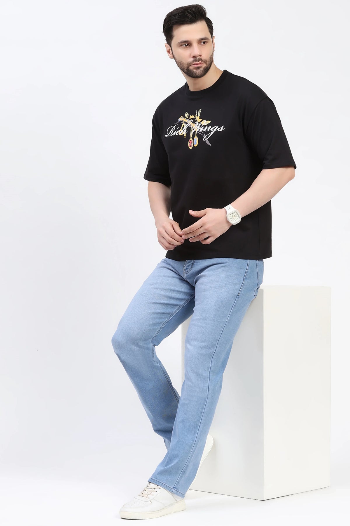 Light Blue Straight-Fit Jeans-Global Republic