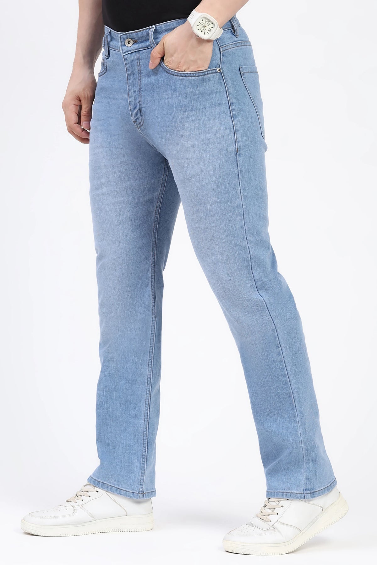 Light Blue Straight-Fit Jeans-Global Republic
