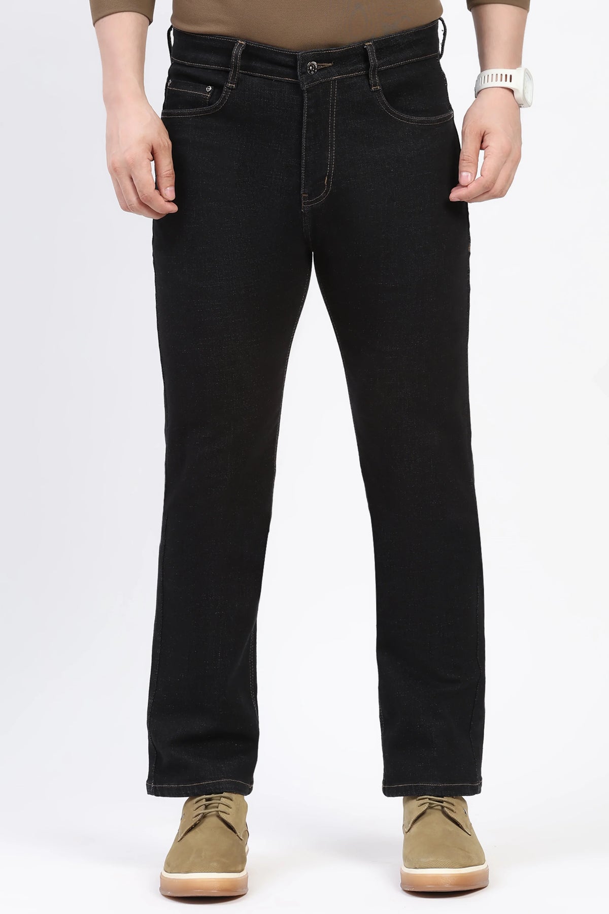 Black Straight-Fit Jeans-Global Republic