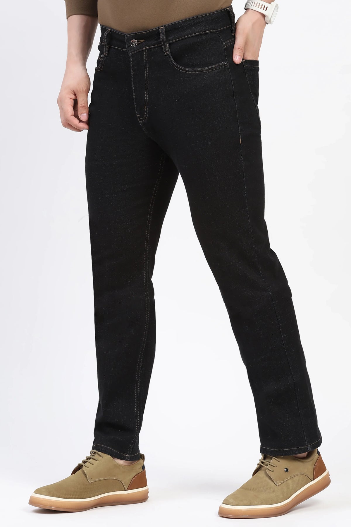 Black Straight-Fit Jeans-Global Republic