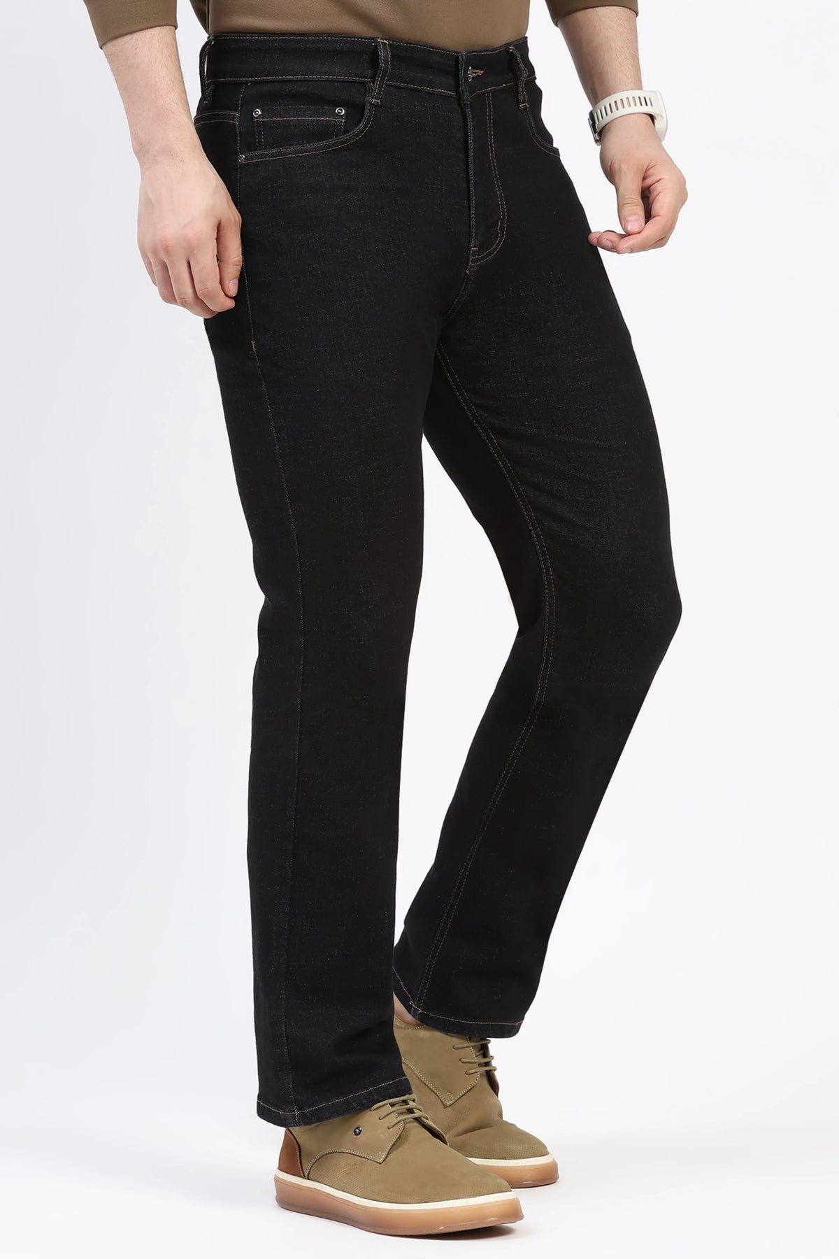 Black Straight-Fit Jeans-Global Republic