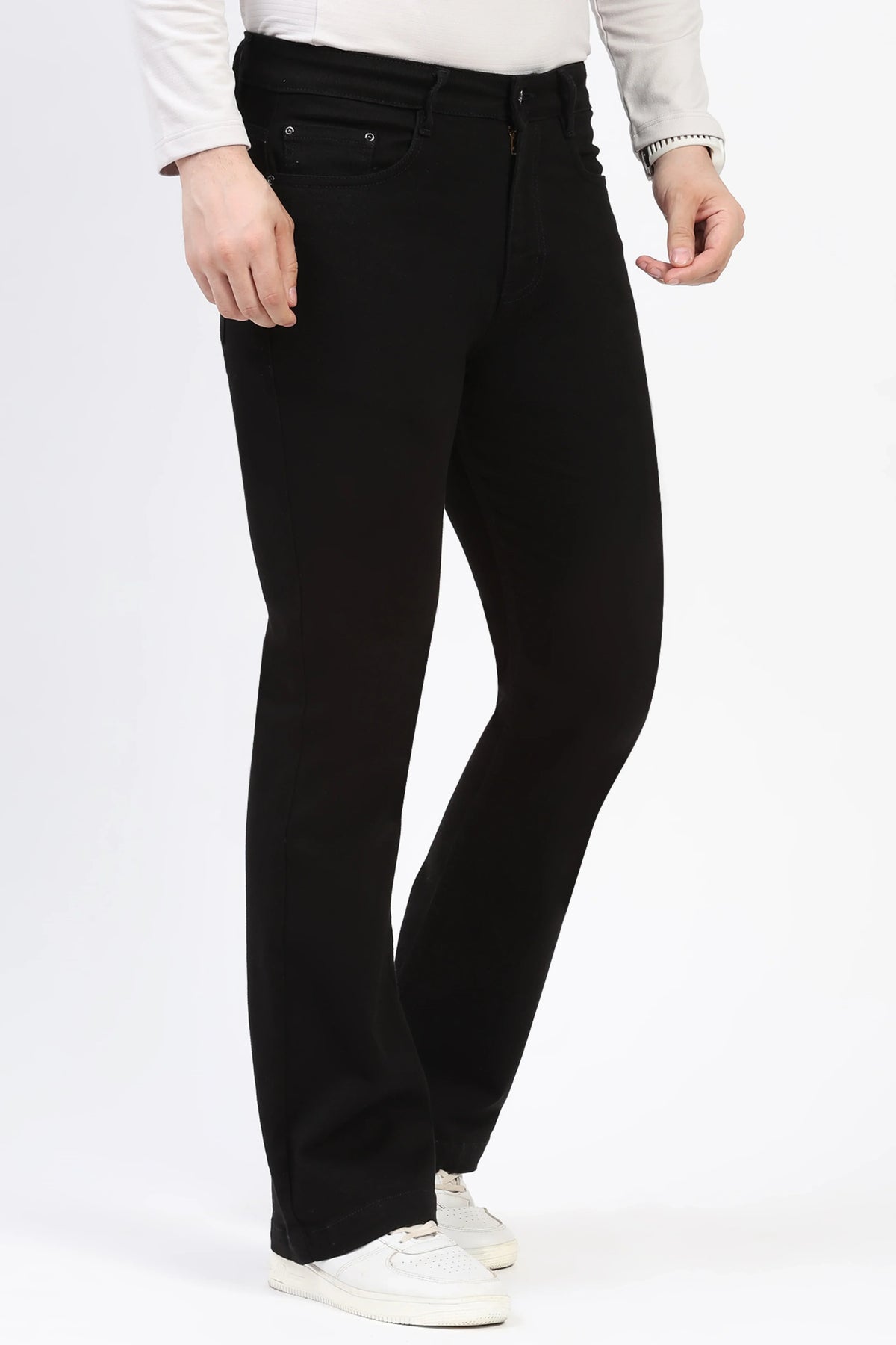 Black Straight-Fit Jeans-Global Republic