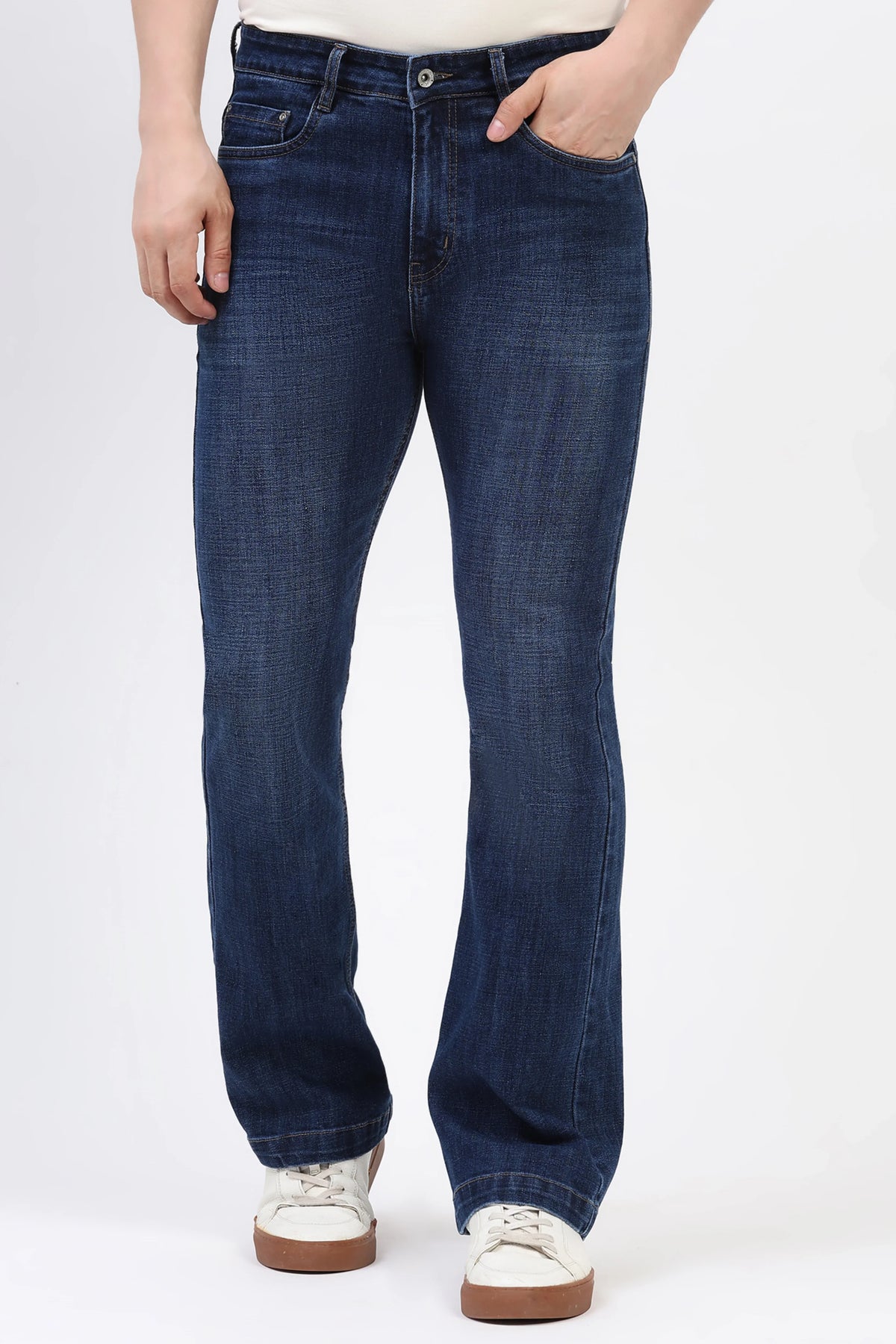 Blue Cat-Scratch Straight-Fit Jeans-Global Republic