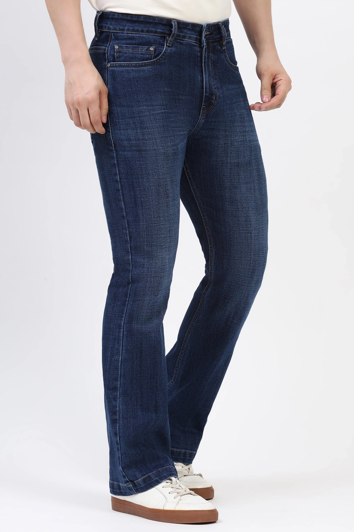 Blue Cat-Scratch Straight-Fit Jeans-Global Republic