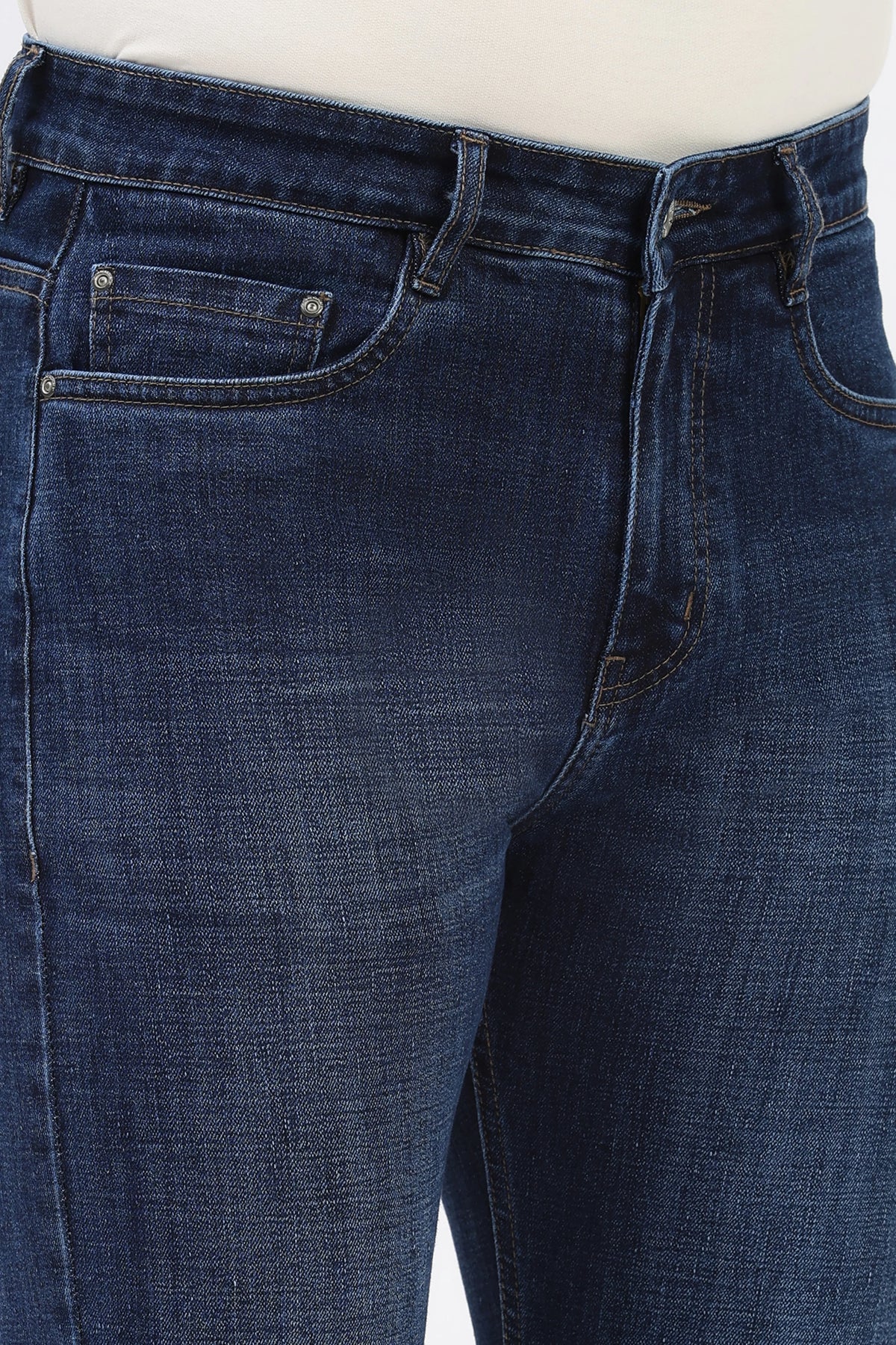 Blue Cat-Scratch Straight-Fit Jeans-Global Republic