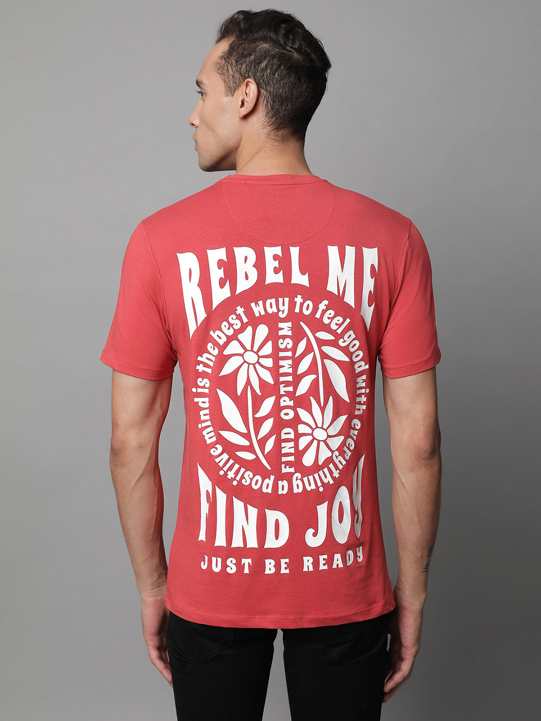 Mens Brick Round Neck Printed T-Shirt