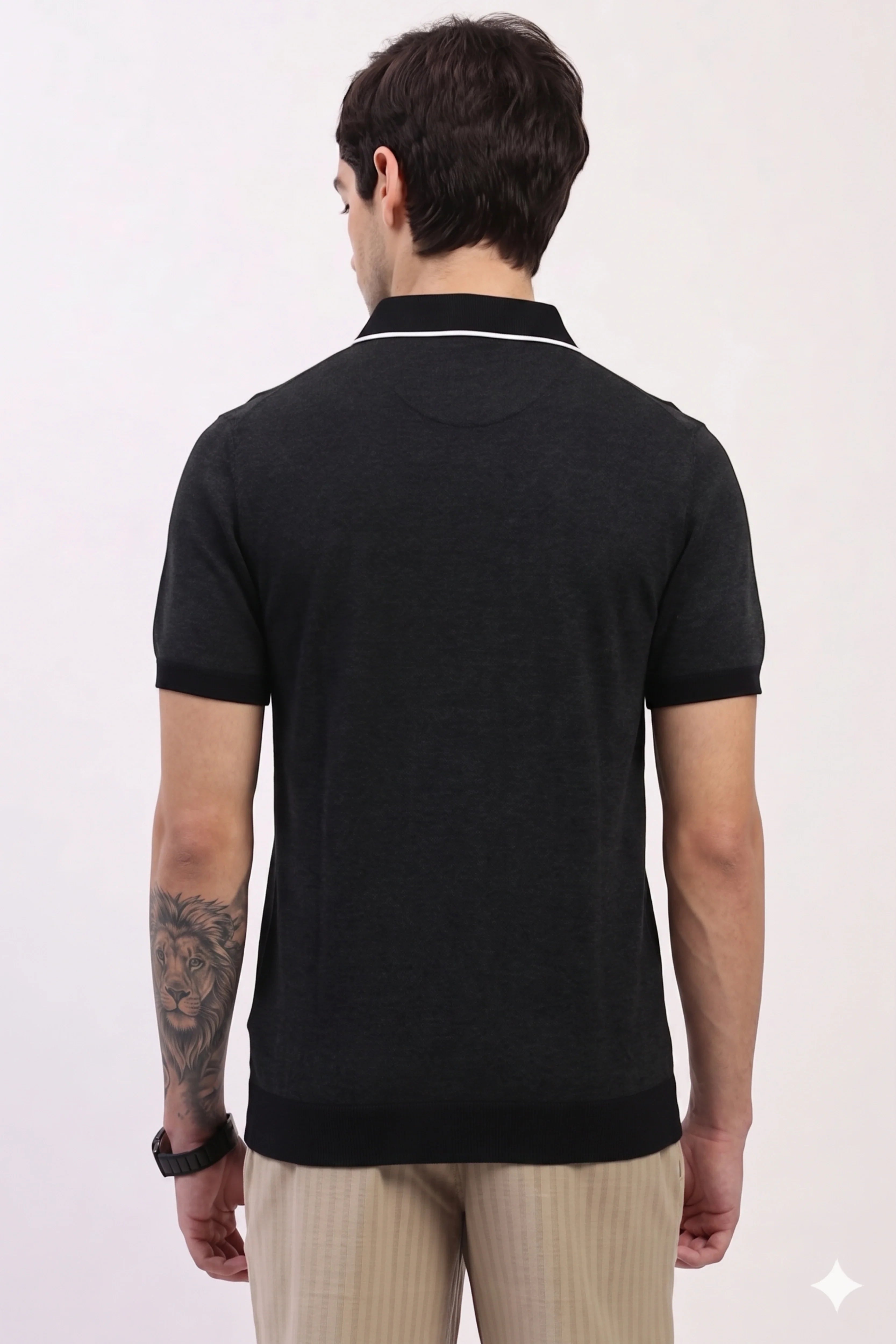 Black Polo T-Shirt-Global Republic