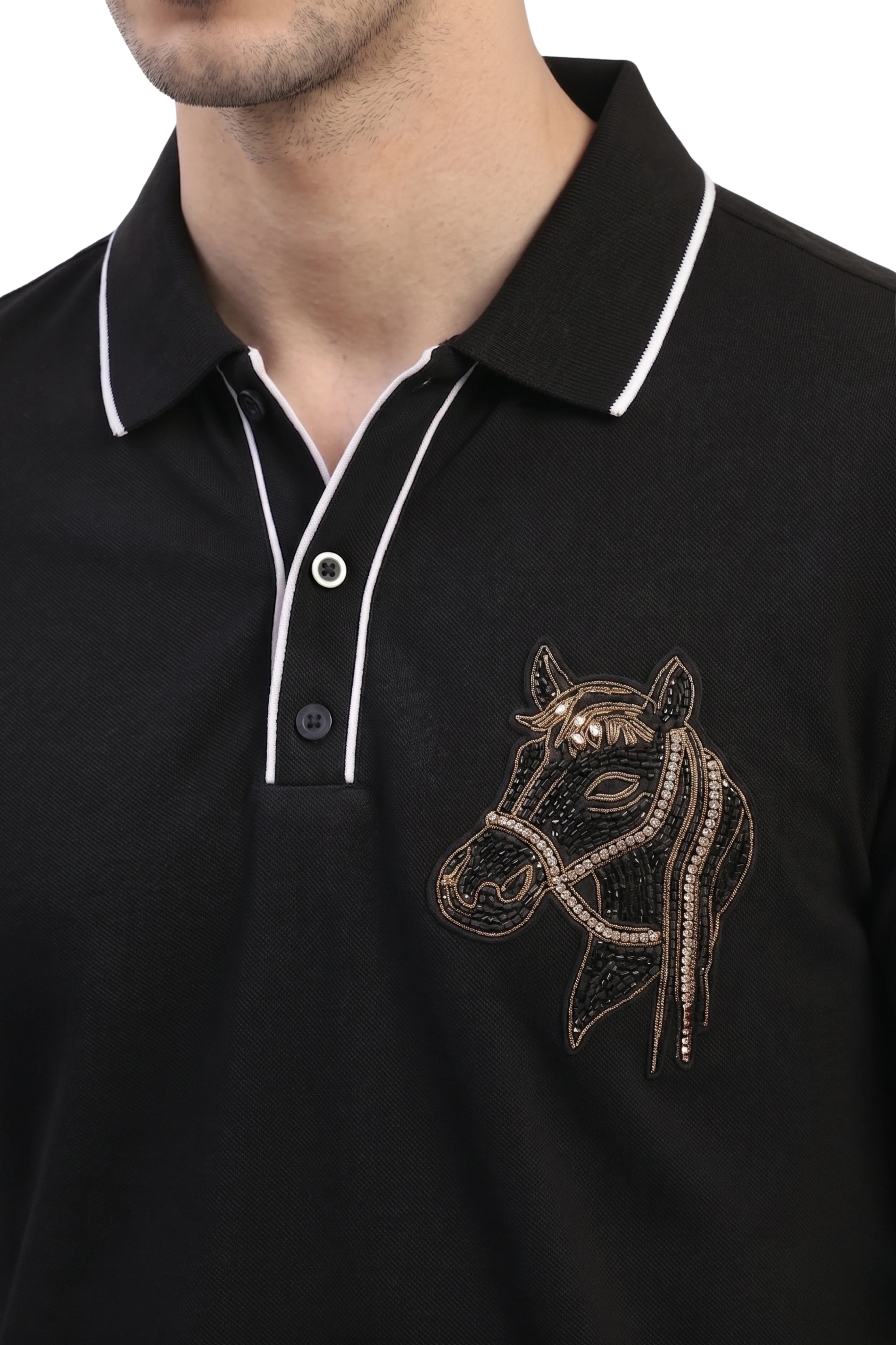 Black Polo T-Shirt-Global Republic