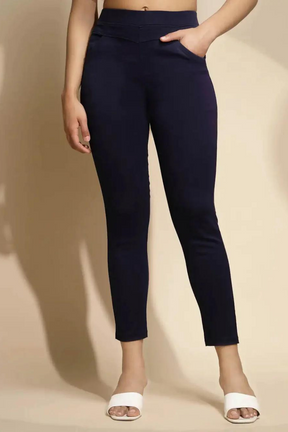 Women Navy Blue Mid-Rise Stretchable Jegging