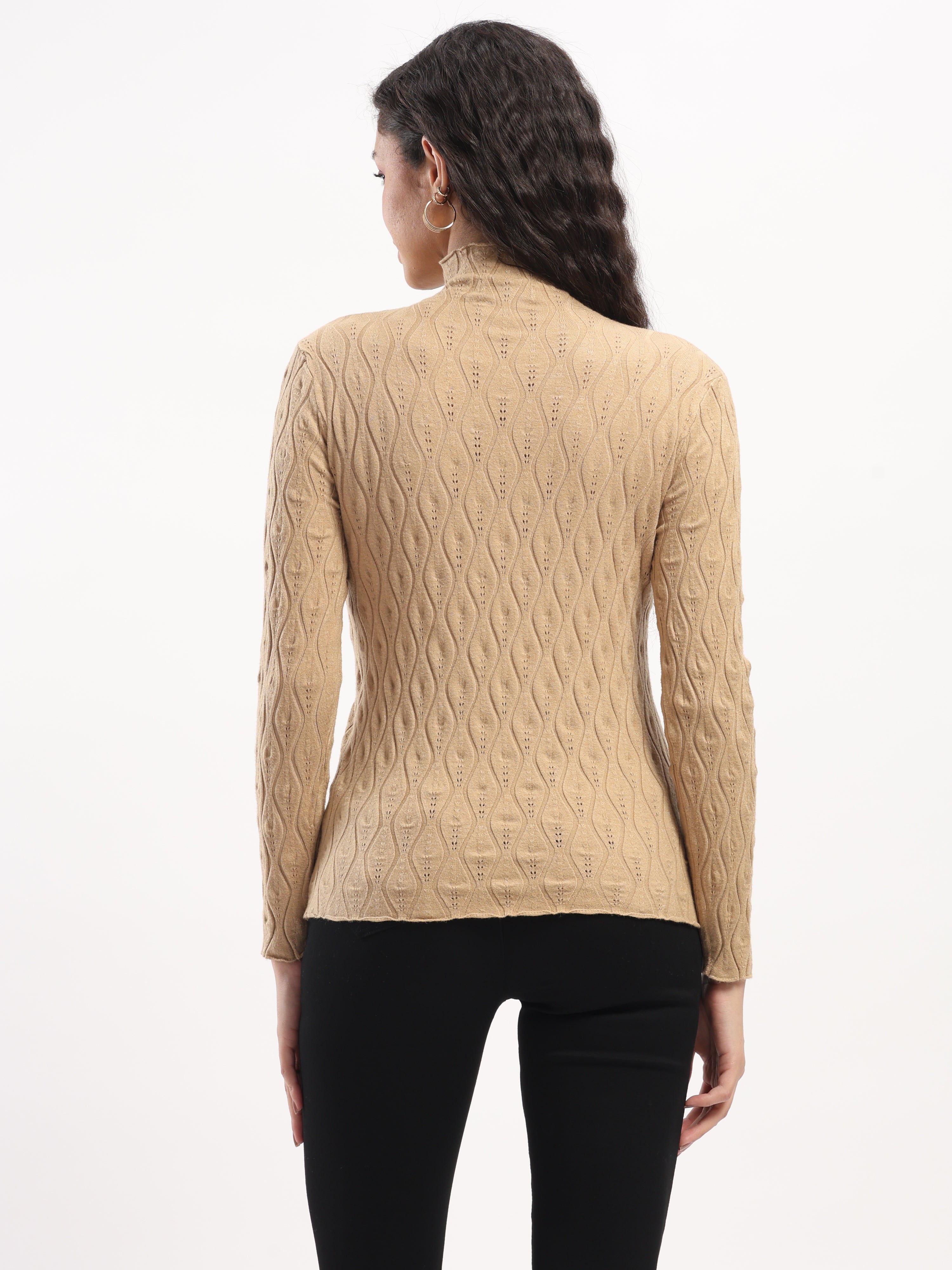 Khaki Solid Knitted Slim Fit Skivvy - Global Republic