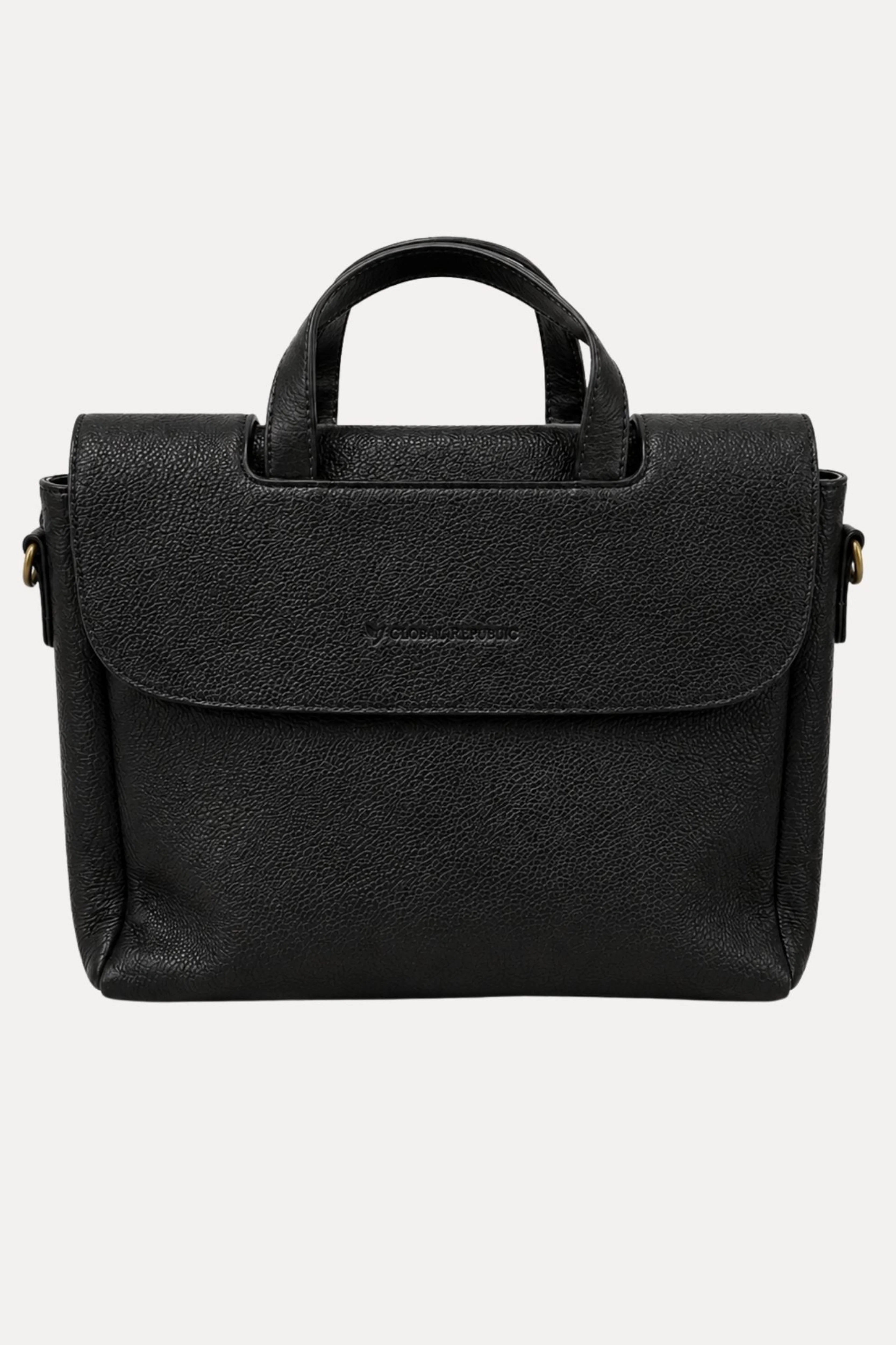 Black Leather Laptop Bag-Global Republic