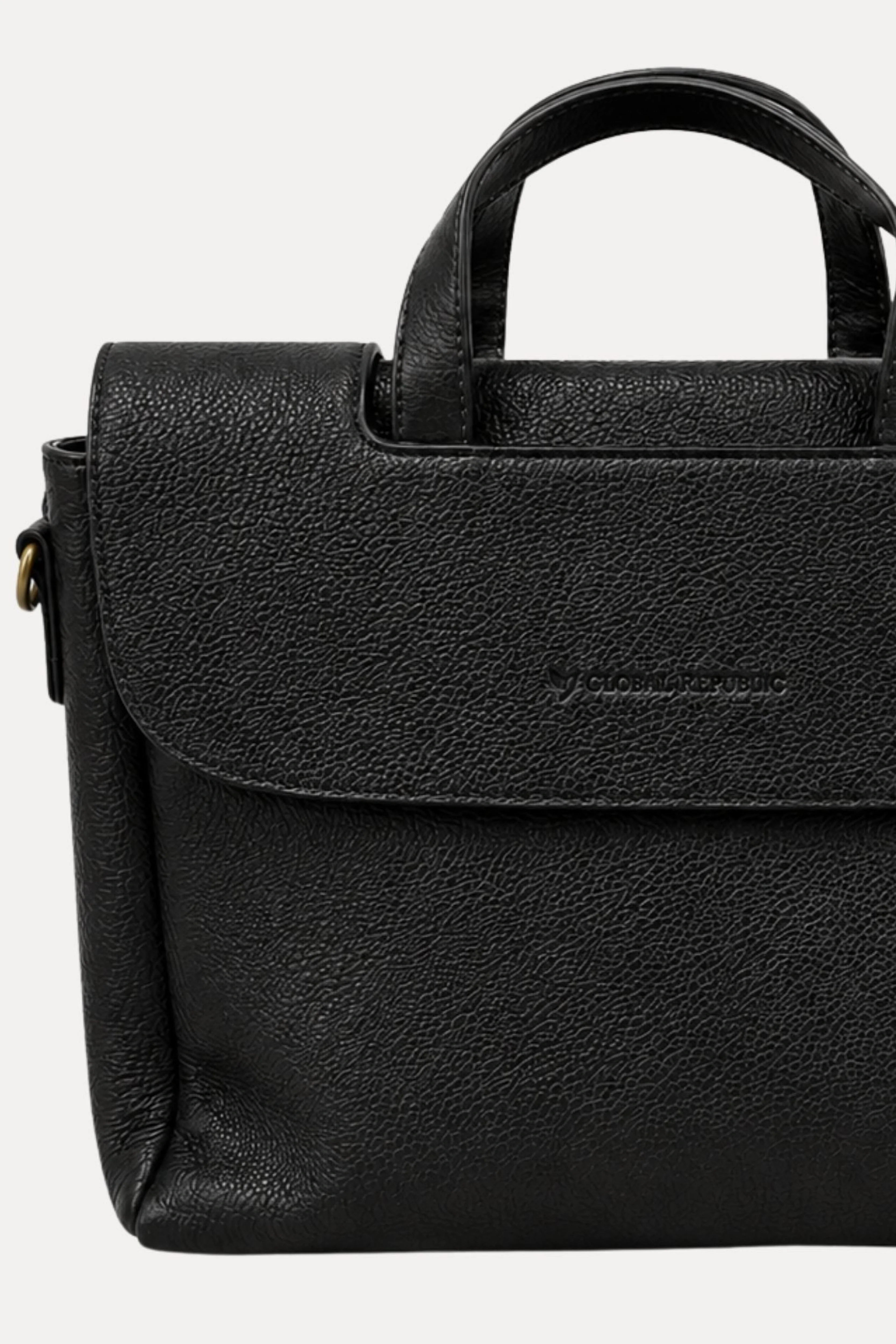 Black Leather Laptop Bag-Global Republic