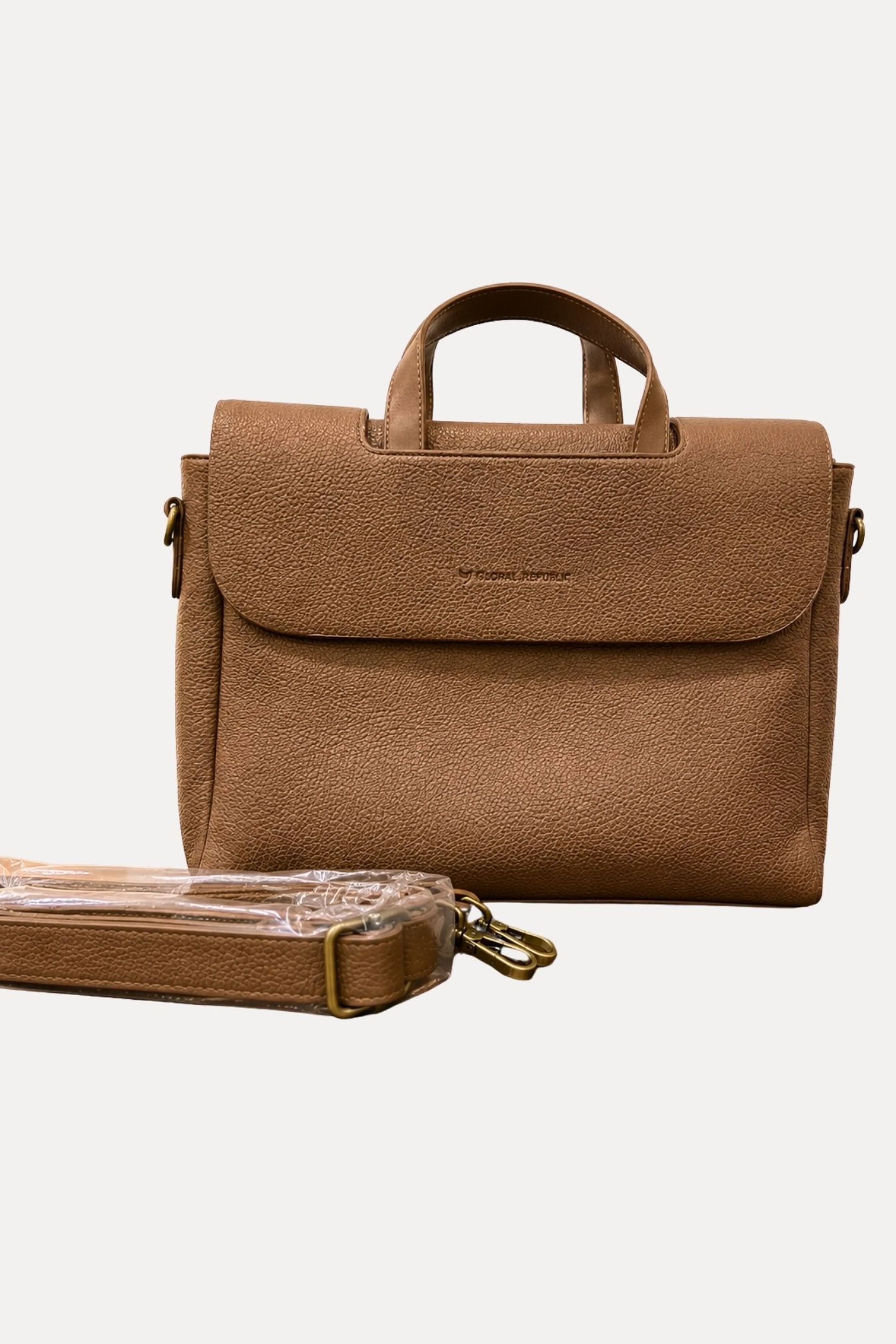 Brown Leather Laptop Bag-Global Republic