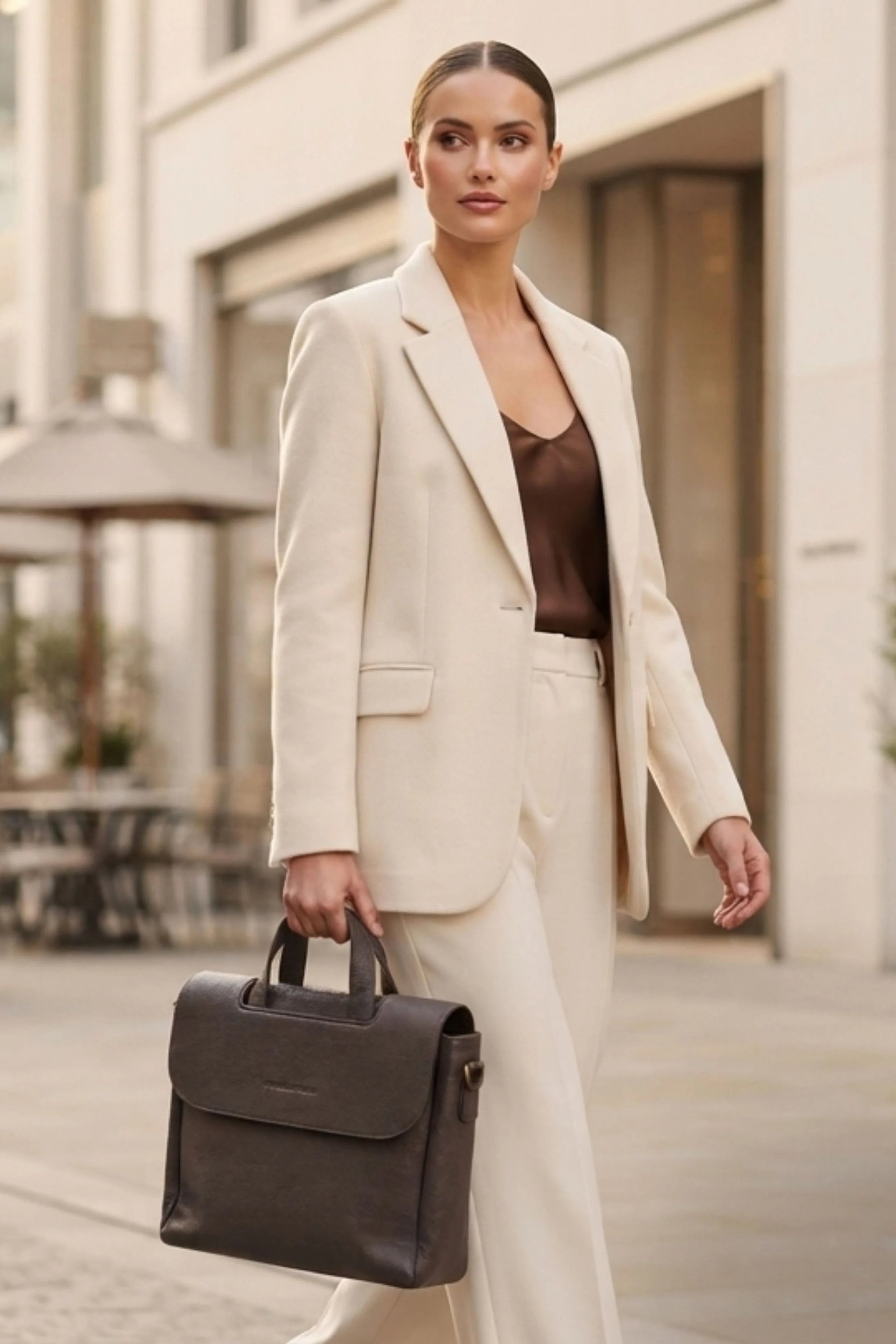 Coffee Leather Laptop Bag-Global Republic