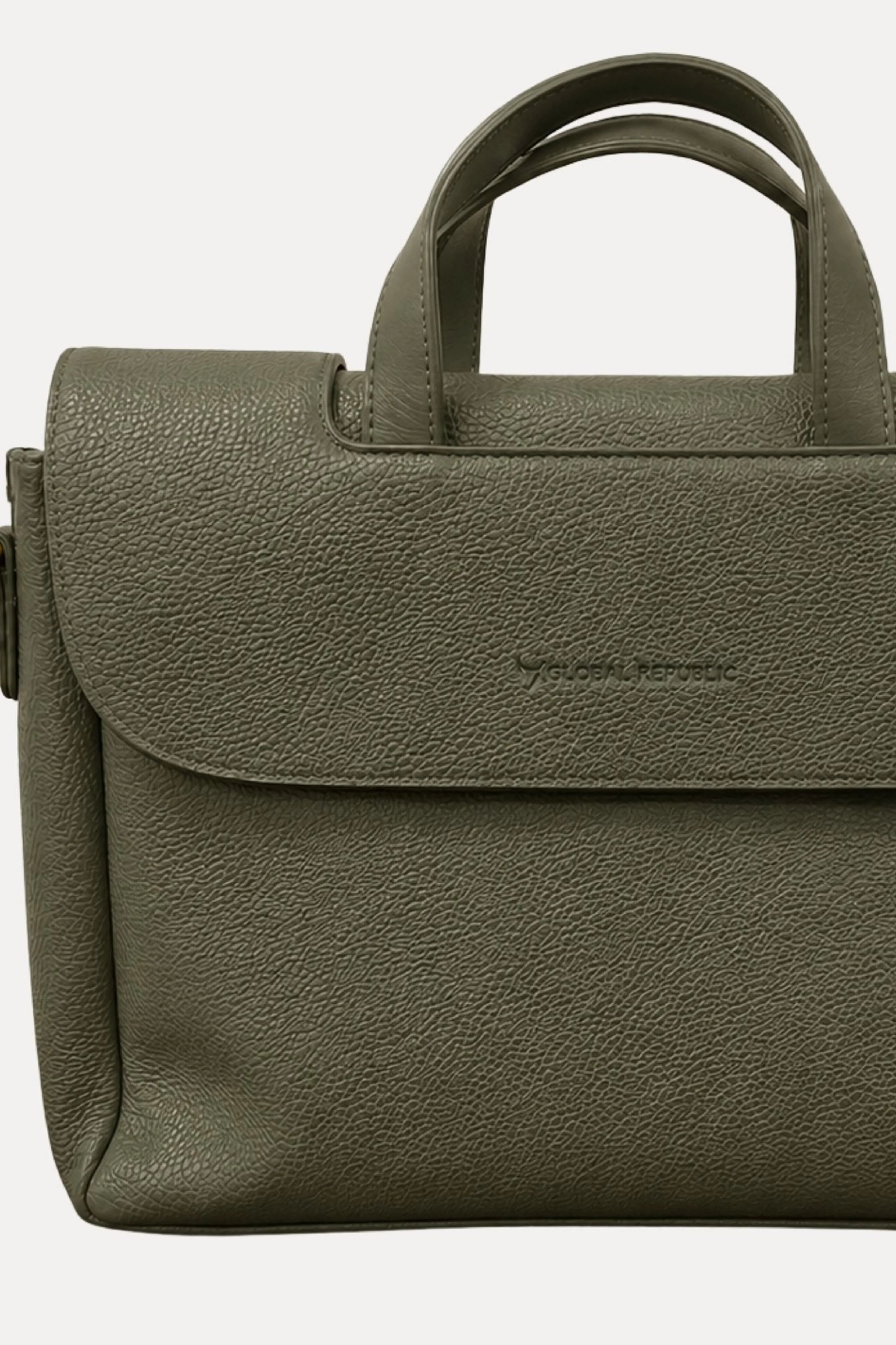 Olive Leather Laptop Bag-Global Republic