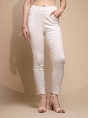 Women White Slim Fit Mid-Rise Stretchable Jegging