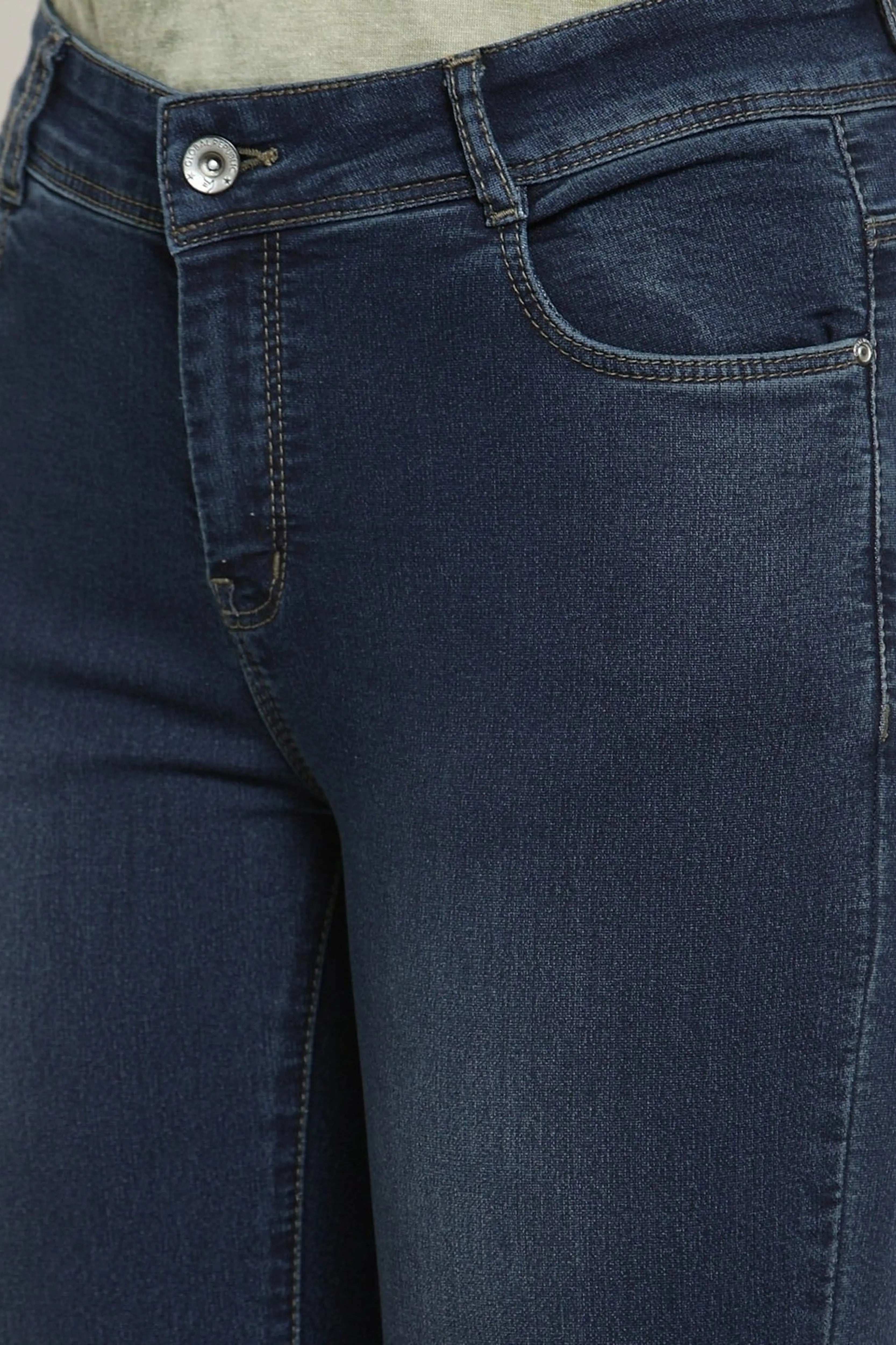 Blue Slim Fit Cotton Blend Jeans - Global Republic