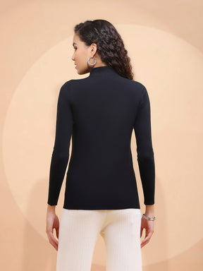 Black Turtle Neck Slim Skivvy Pullover