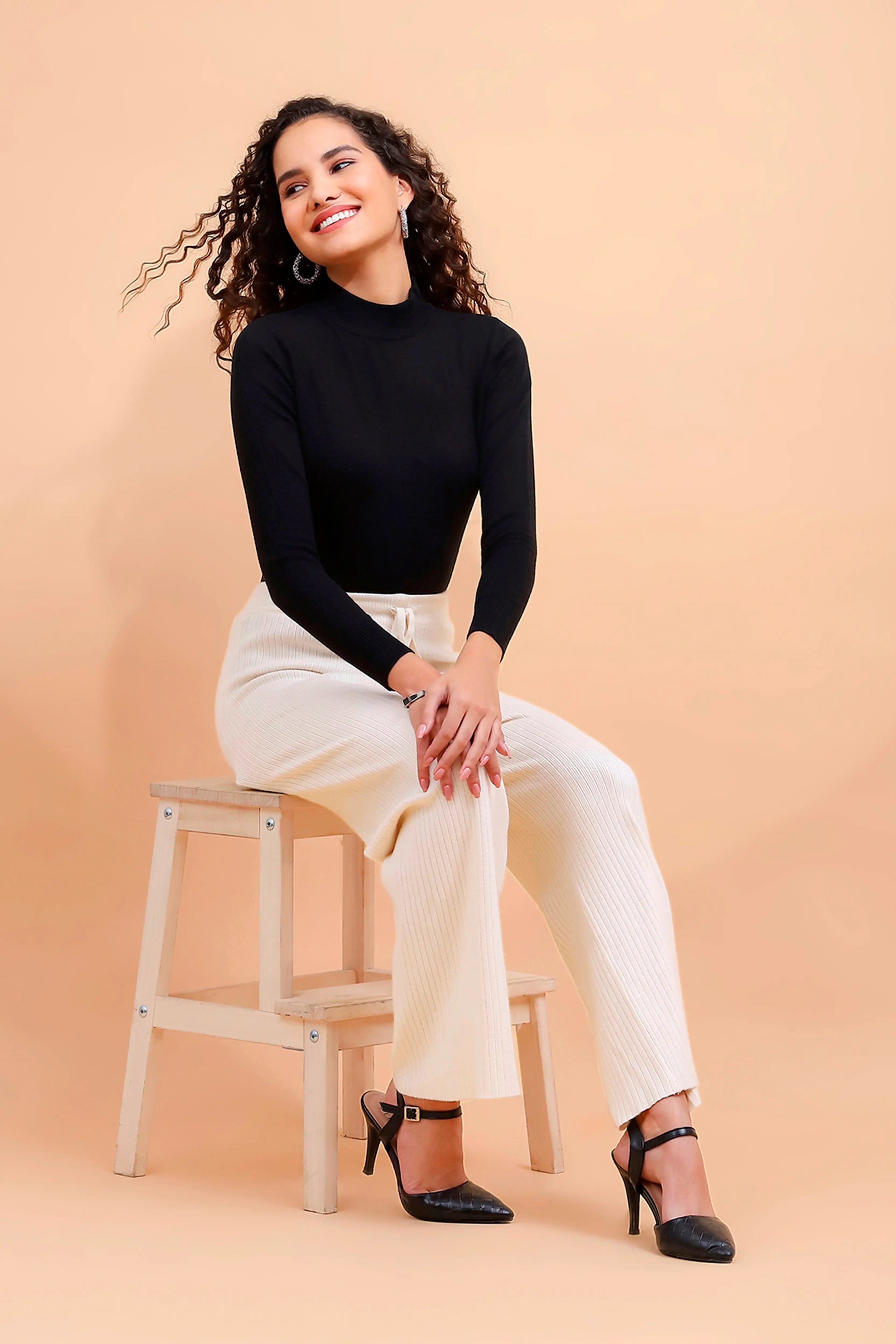 Black Turtle Neck Slim Skivvy Pullover - Global Republic