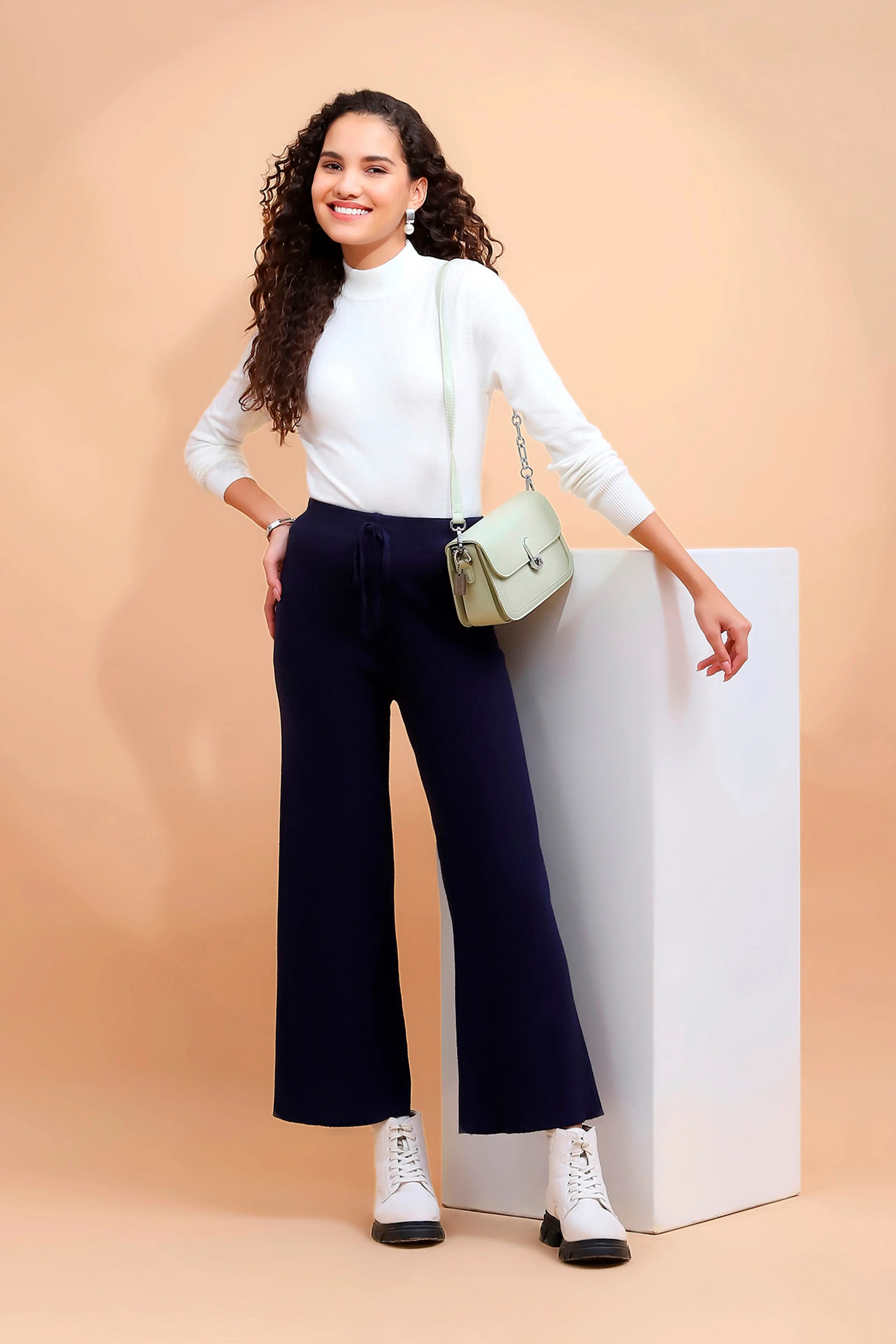 Ecru Turtle Neck Slim Skivvy Pullover - Global Republic