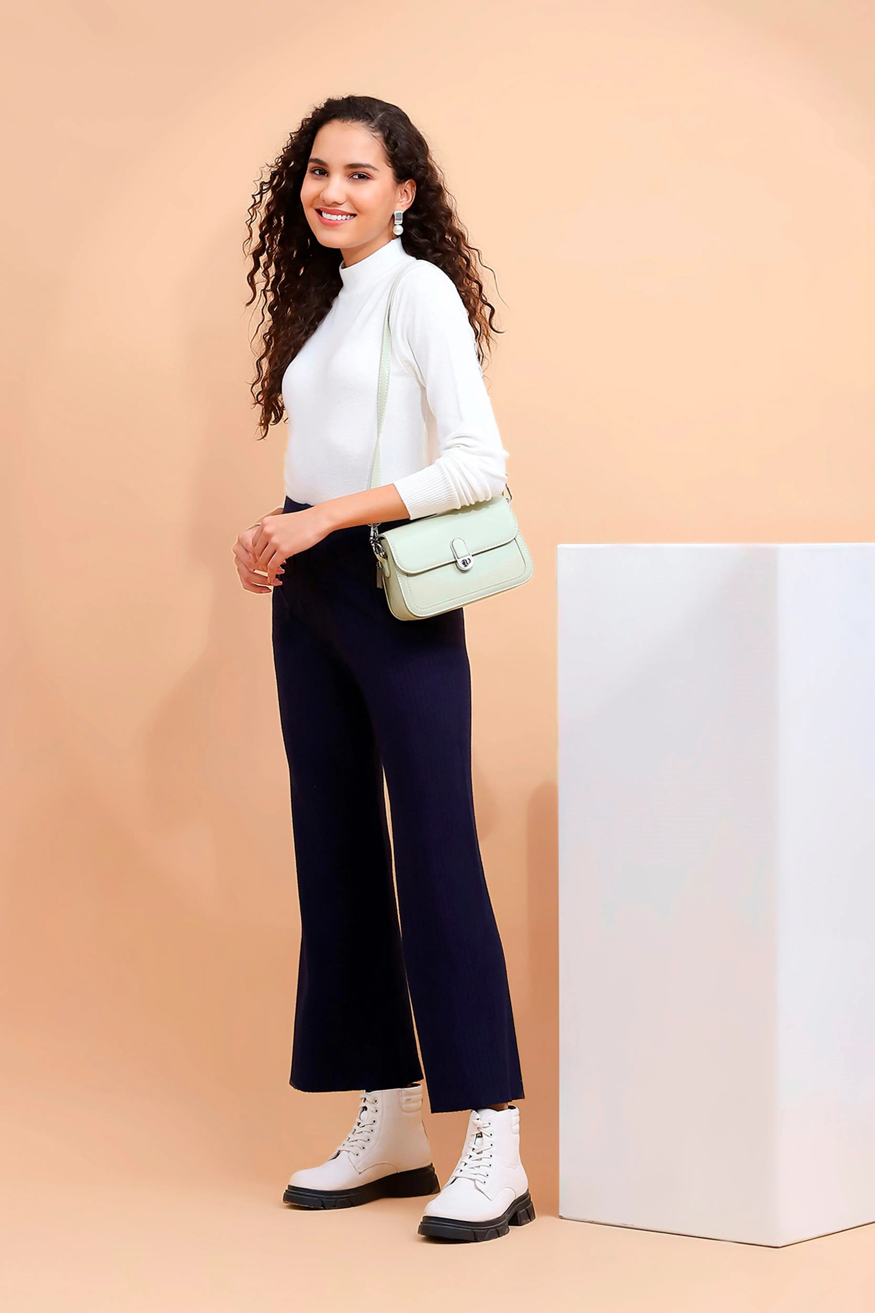 Ecru Turtle Neck Slim Skivvy Pullover - Global Republic