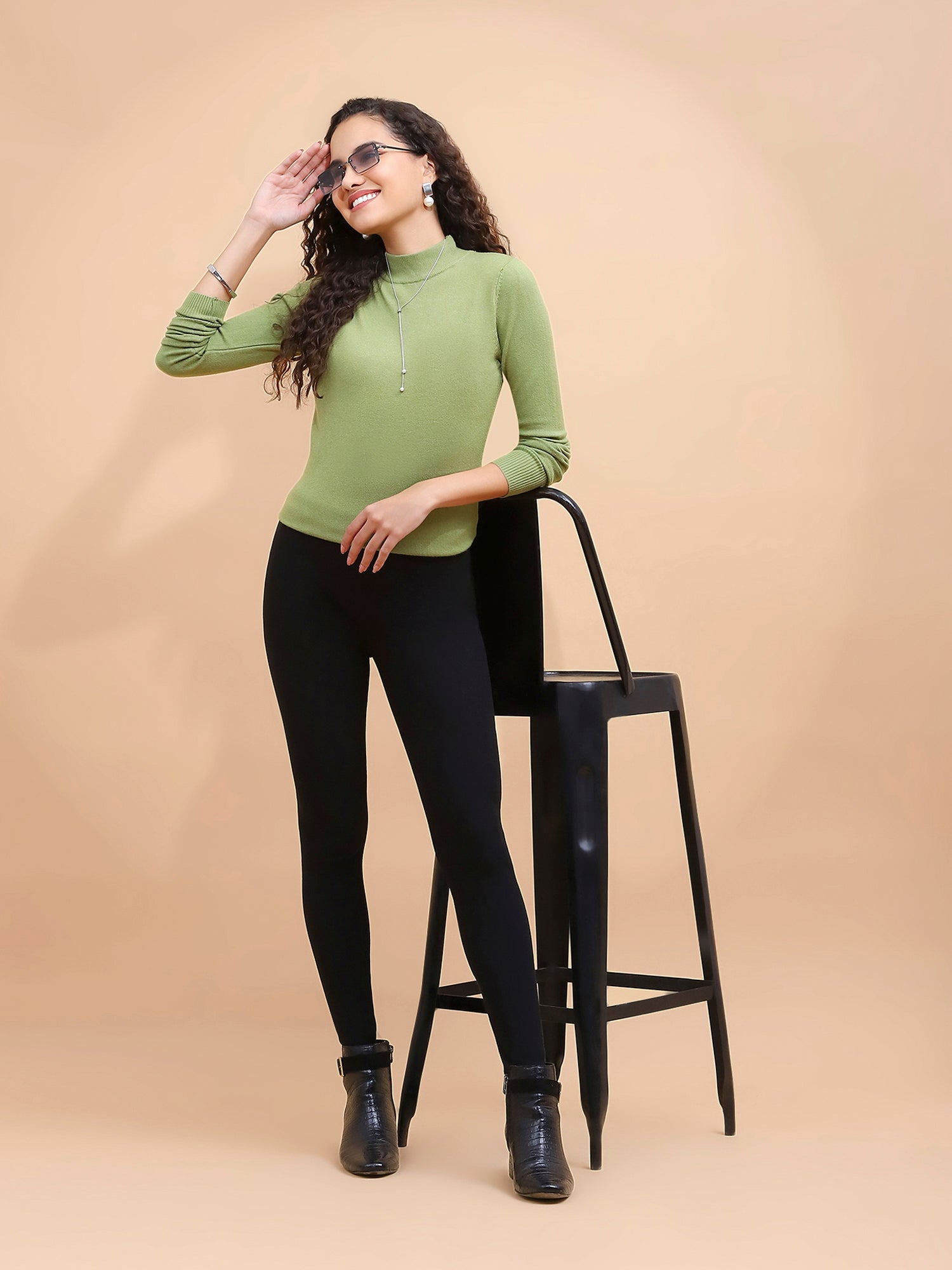 Olive Turtle Neck Slim Skivvy Pullover