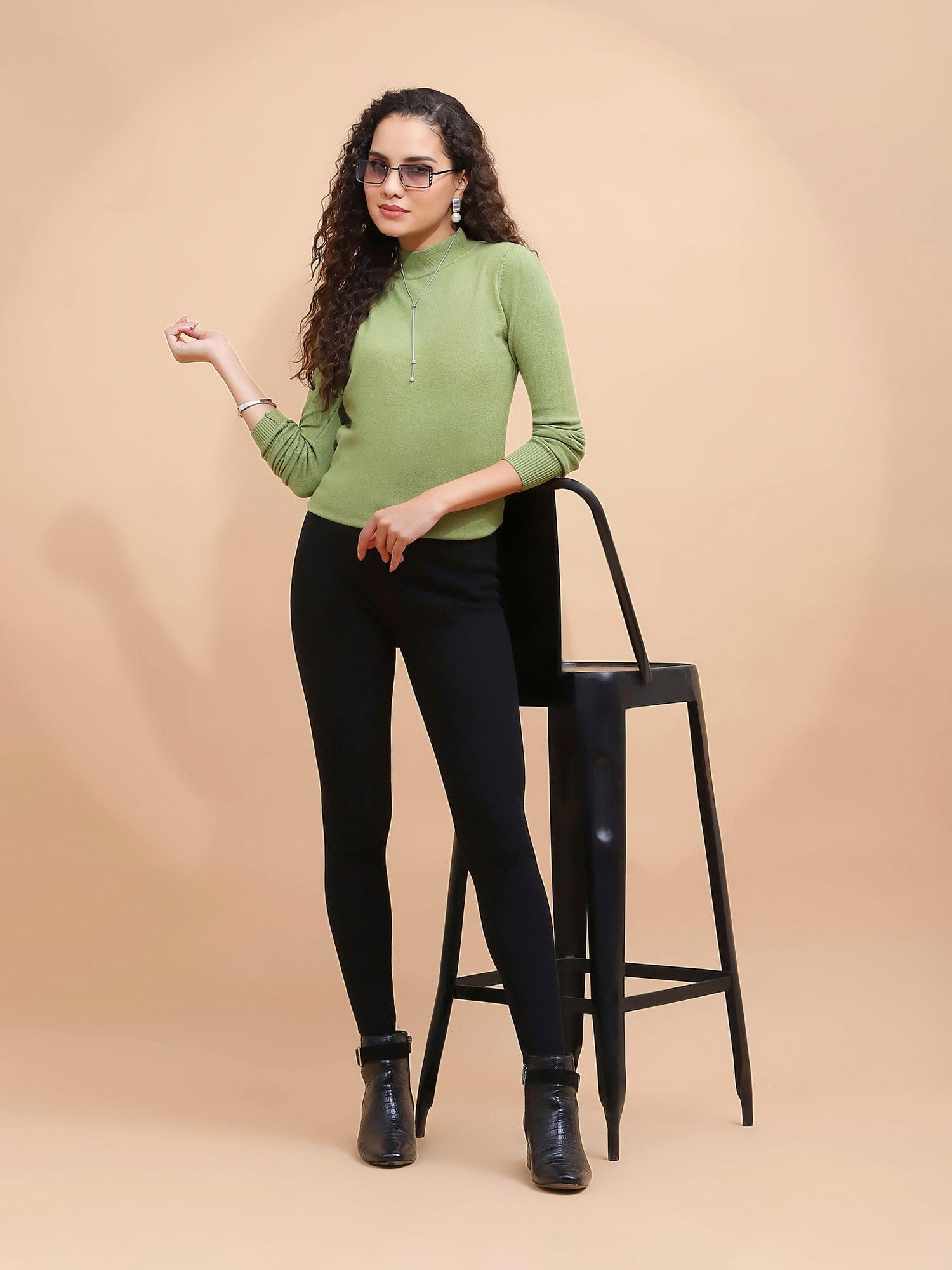 Olive Turtle Neck Slim Skivvy Pullover