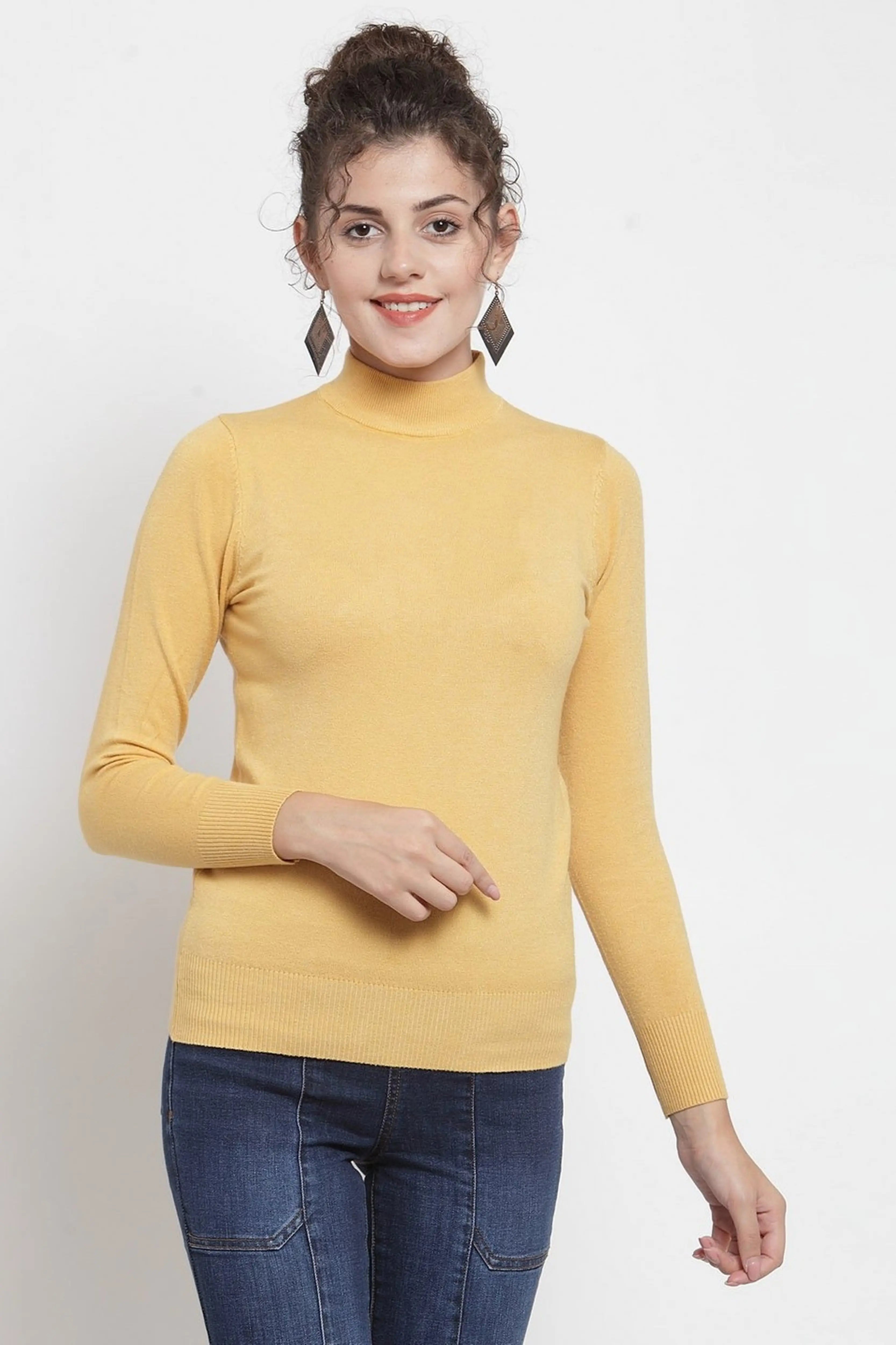 Mustard Turtle Neck Full Sleeve Skivvy - Global Republic