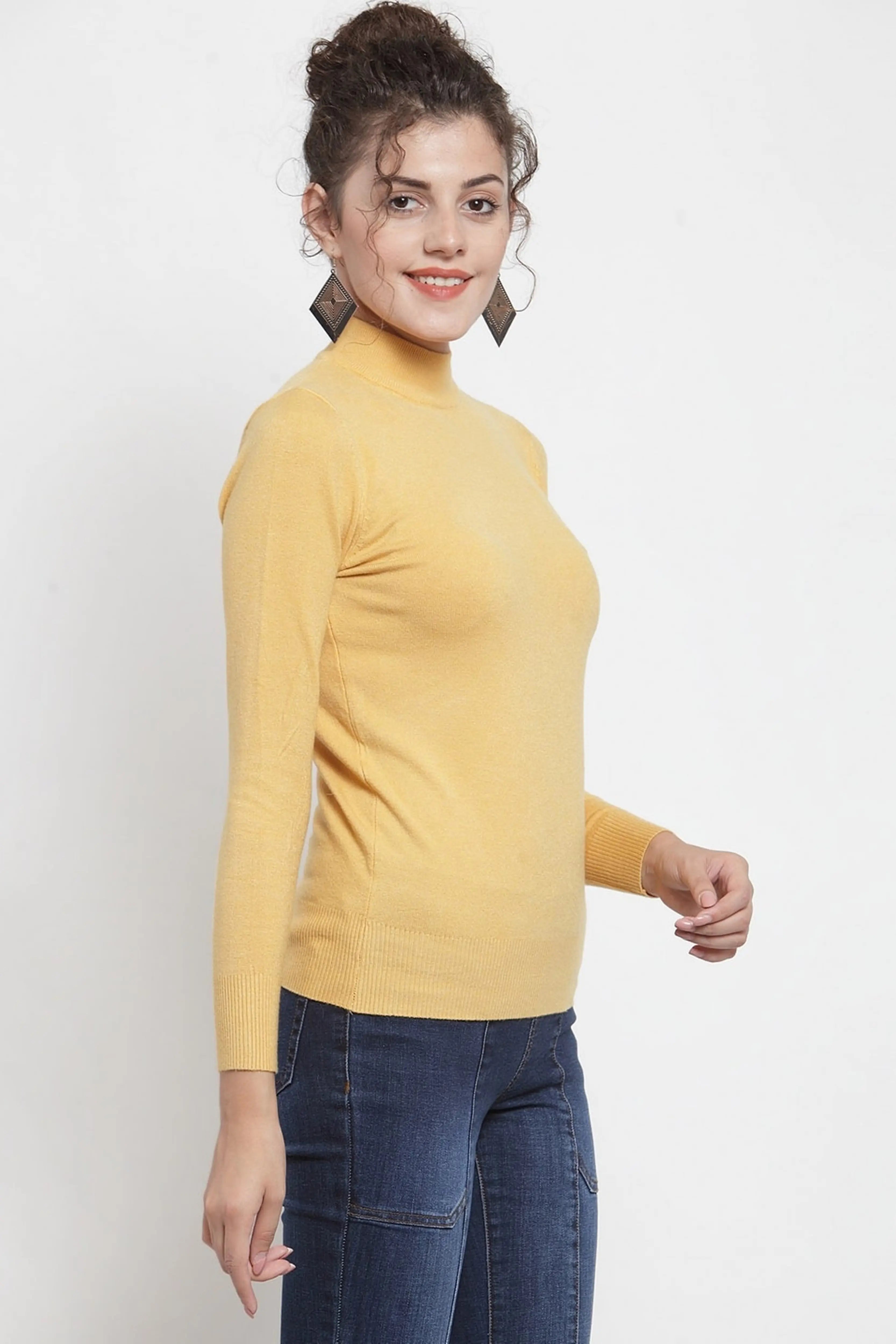 Mustard Turtle Neck Full Sleeve Skivvy - Global Republic